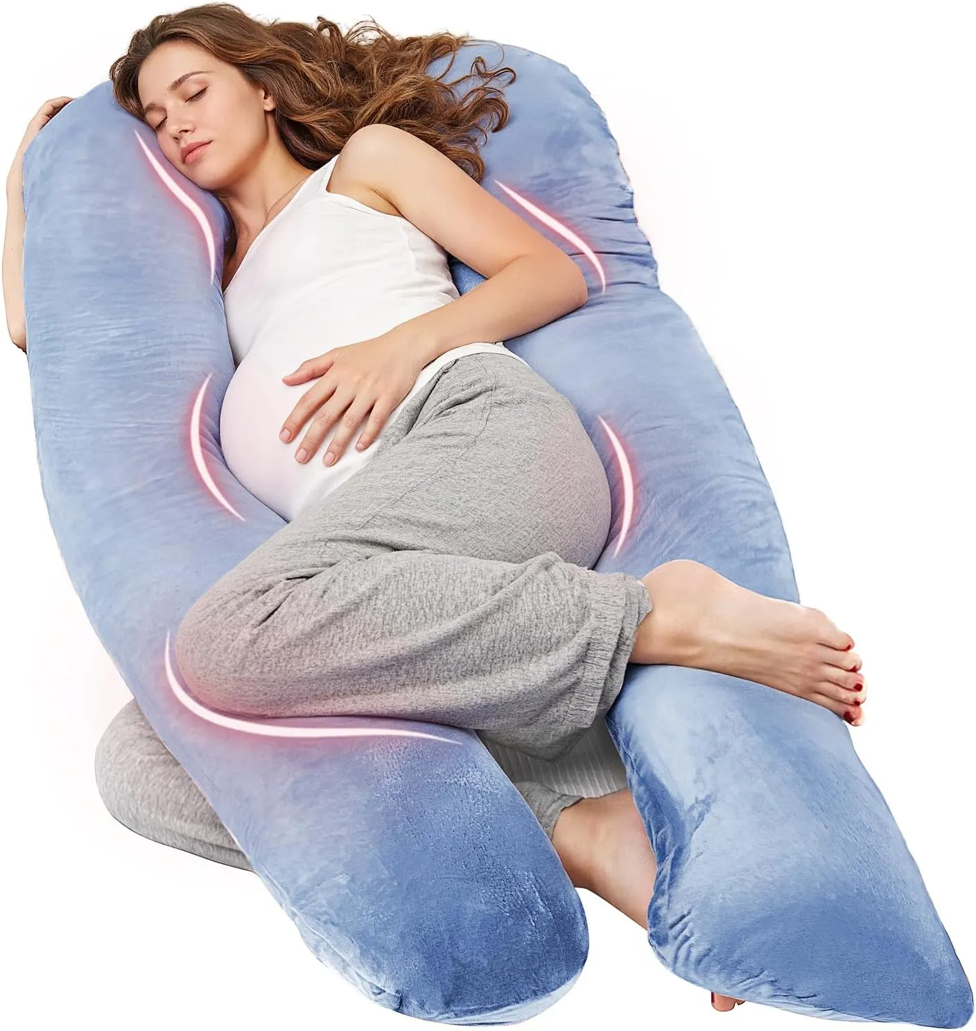 Nuliie Pregnancy Pillow & Side Sleeper Pillow U Shape with Washable Cover, Super Comfortable Pillow to Support Back, Hi…