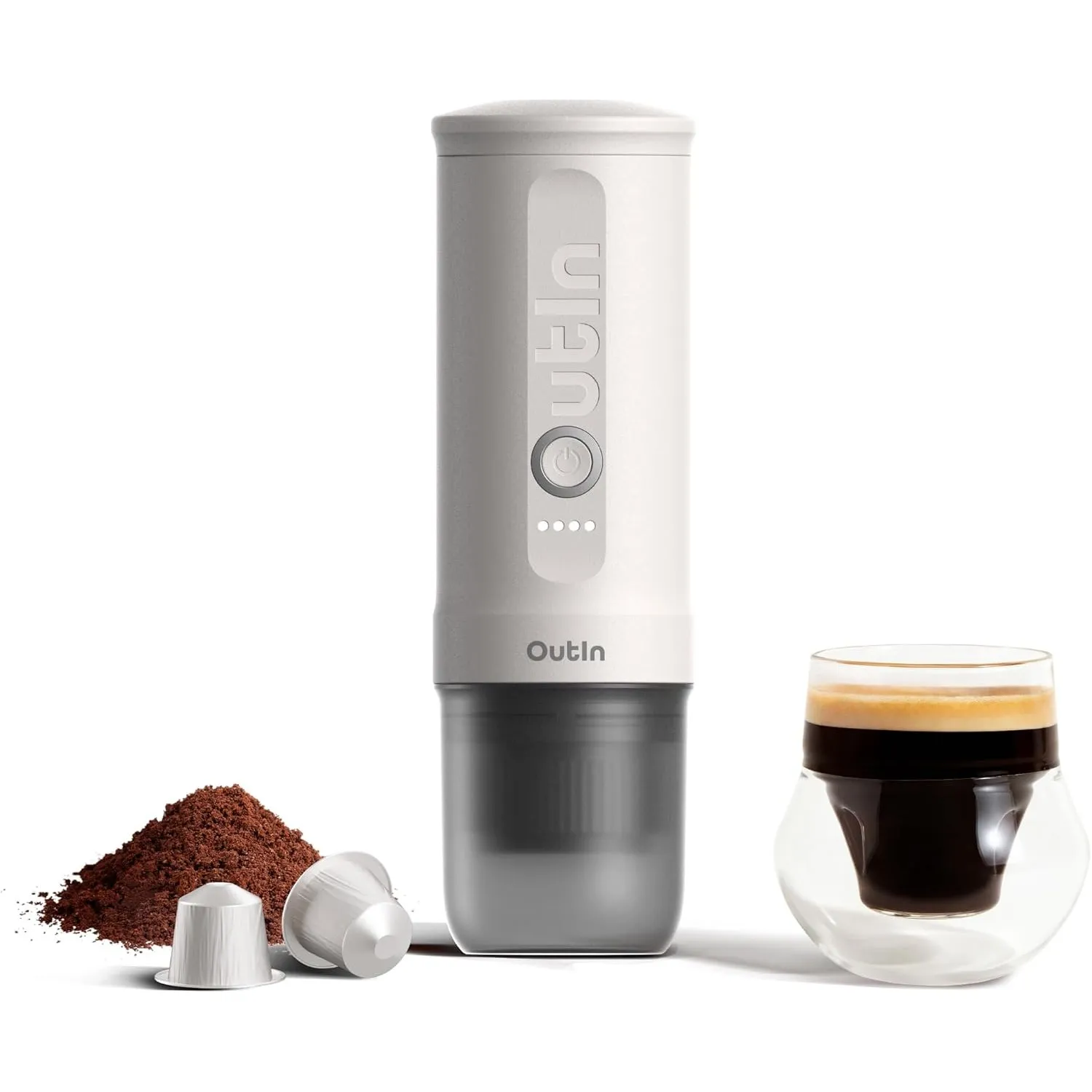 OutIn Nano Tragbare Elektrische Espressomaschine mit USB-C, Pearl White