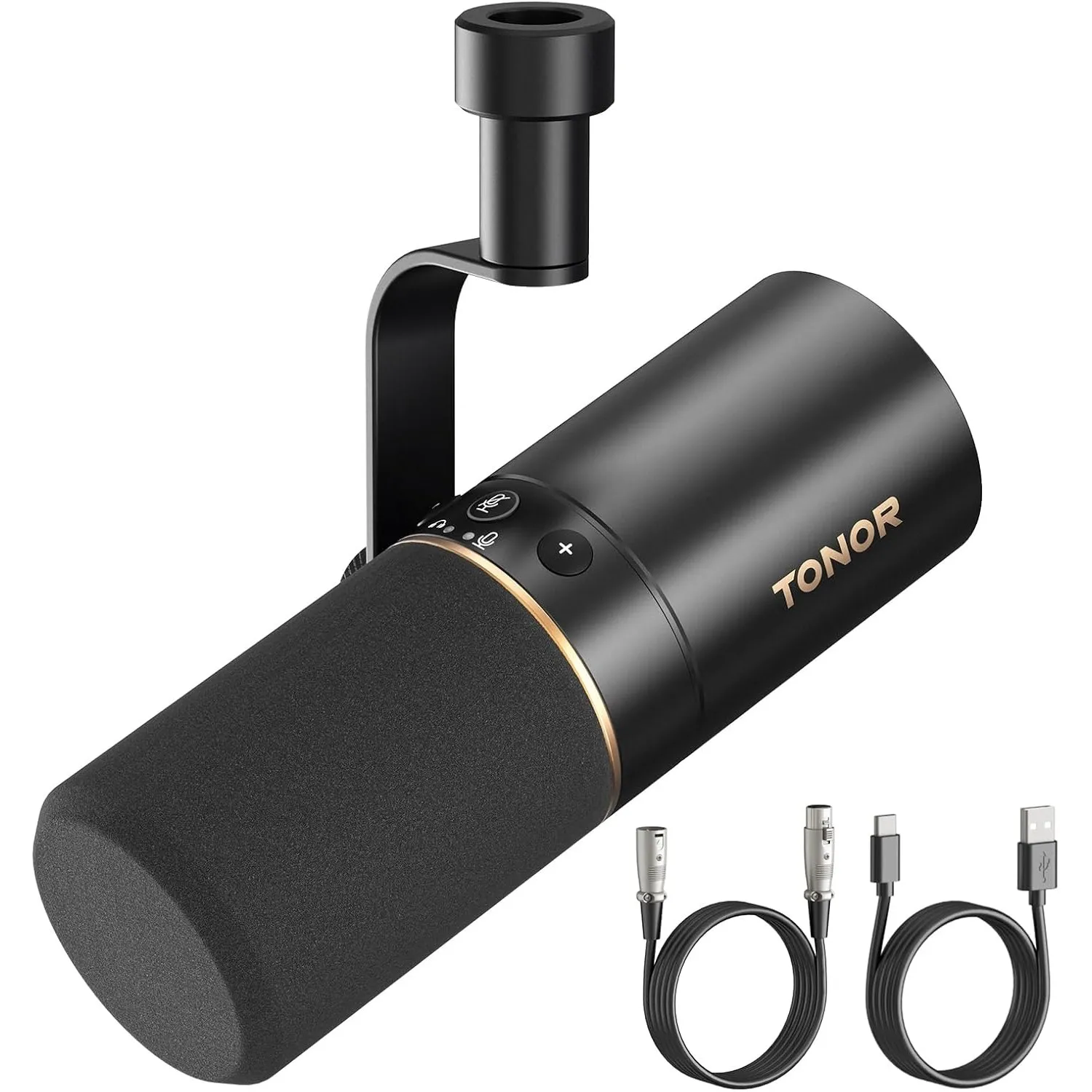 TONOR Dynamisches Microphone mit XLR/USB Kabel für Podcast, Schwarz, TD510