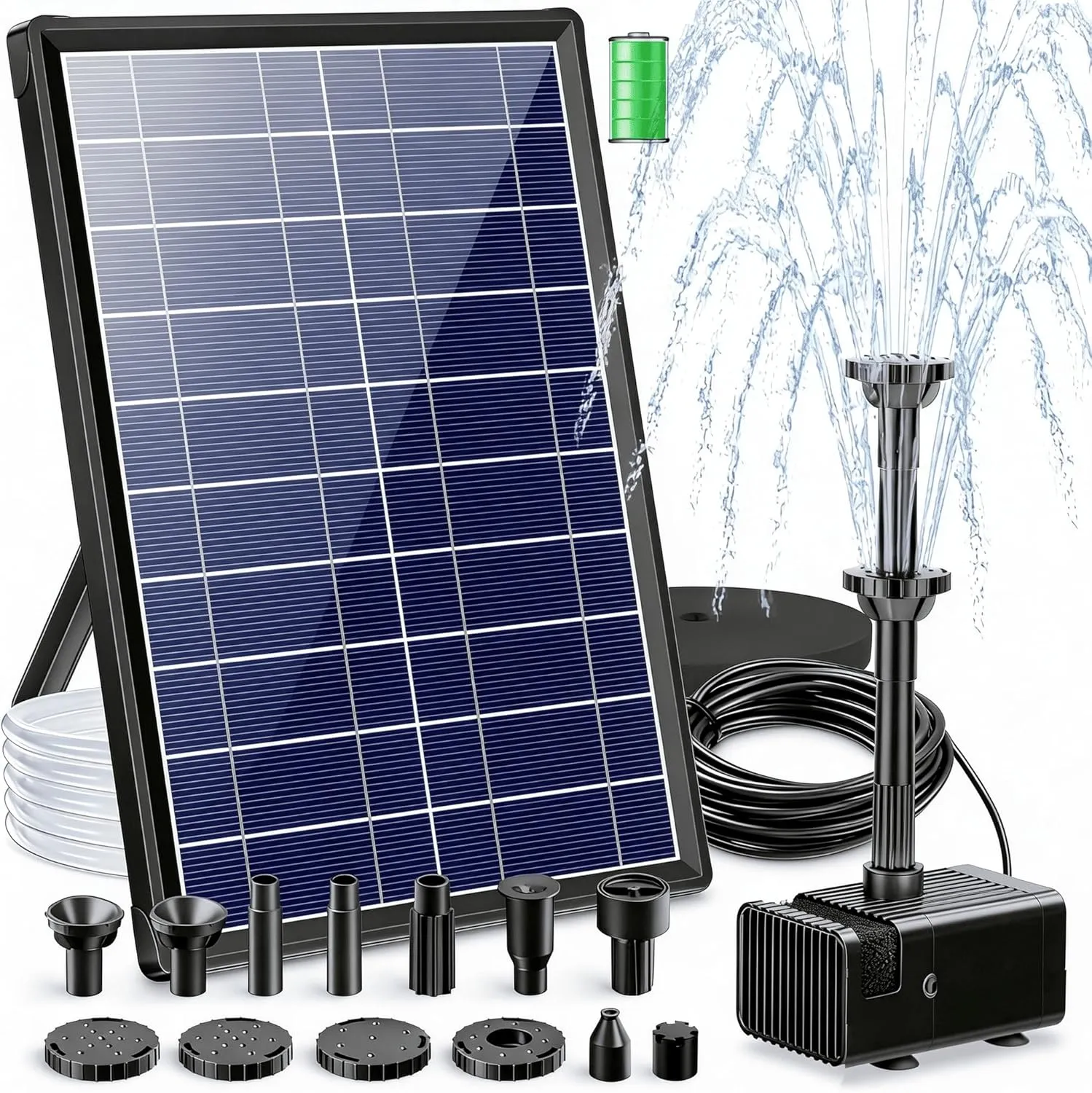 Billing Solar Fountain for Outdoor Use with 3600 mAh Battery, 7.5 W Solar Fountain for Outdoor, 10 Nozzles, Floating Po…