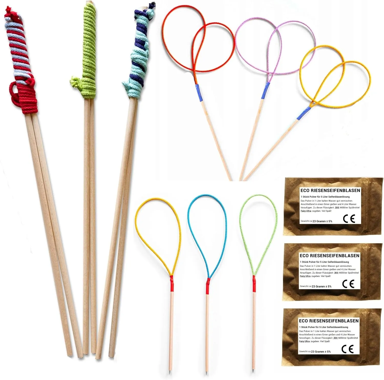Bubble Brothers Giant Soap Bubbles Set of 3 Sticks Wooden Soap Bubble Stick for Soap Bubbles Set for Children's Birthda…