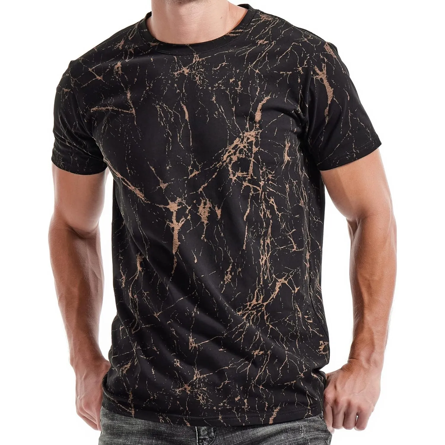RONOMO Herren T-Shirt 95% Baumwolle 5% Spandex, Mikroelastik, Hautfreundlich