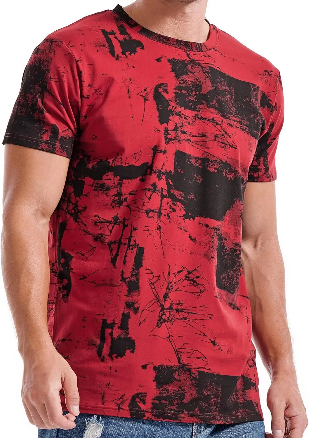 RONOMO Herren T-Shirt 95% Baumwolle 5% Spandex, Mikroelastik, Hautfreundlich