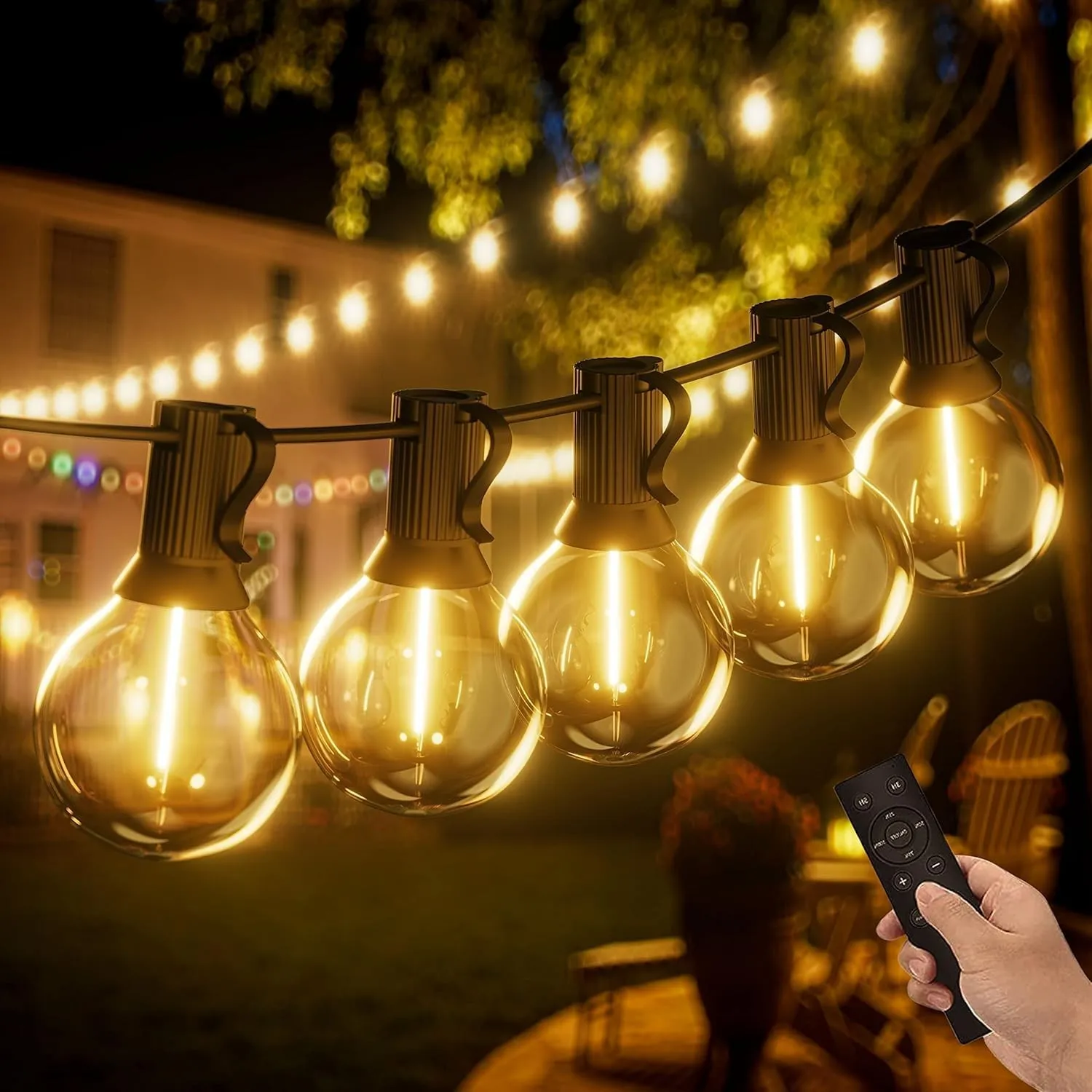 2x30M Lichterkette Außen G40,Fernbedienung,IP44,Bruchsicher 2700K