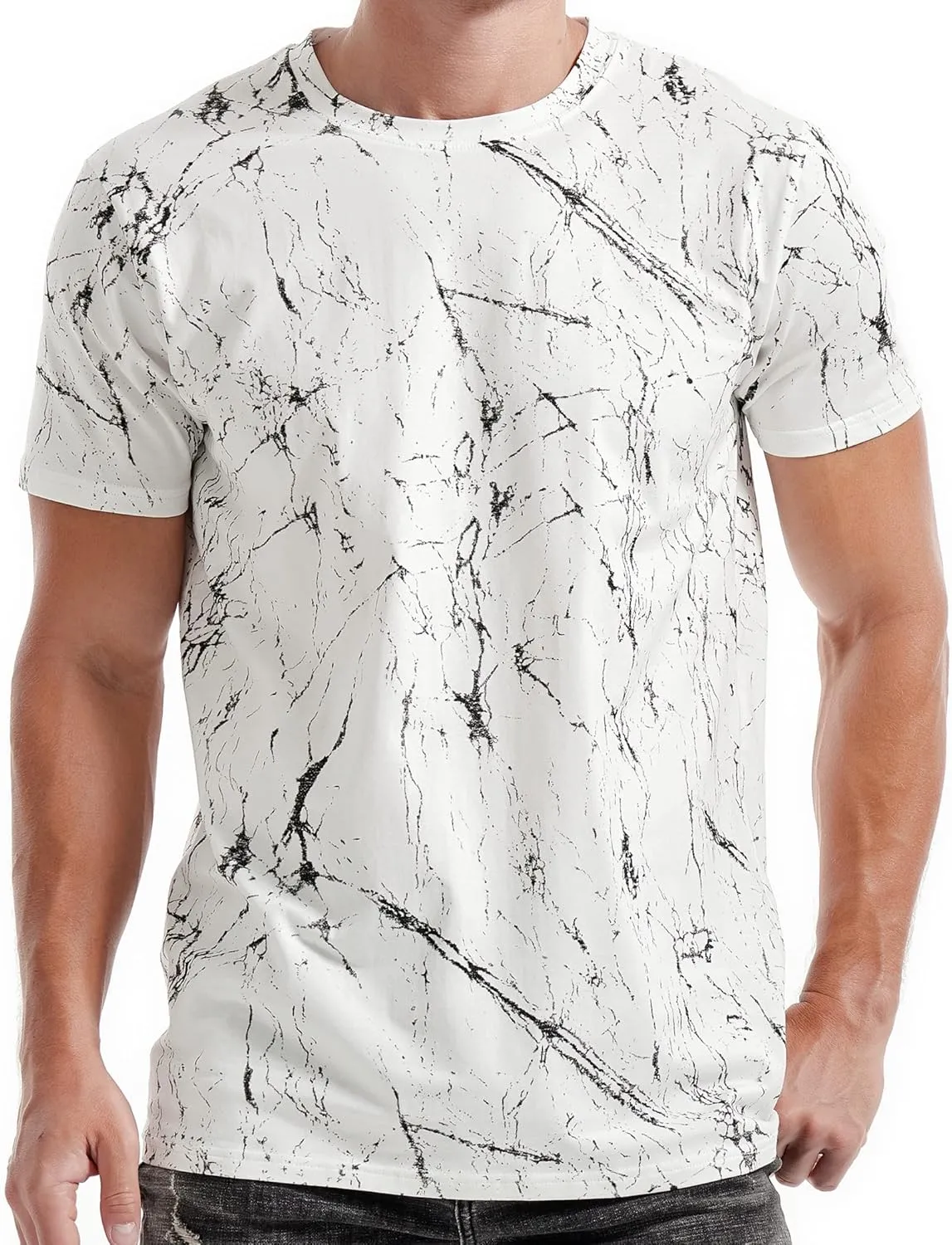 RONOMO Herren T-Shirt 95% Baumwolle 5% Spandex, Mikroelastik, Hautfreundlich