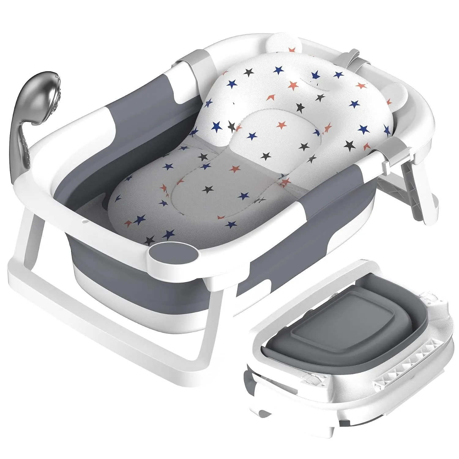 Baby Badewanne Faltbare, Baby Bathtub Babywanne Faltbar Babybadewanne Tragbare Wanne für Neugeborene Kleinkinder mit Ru…