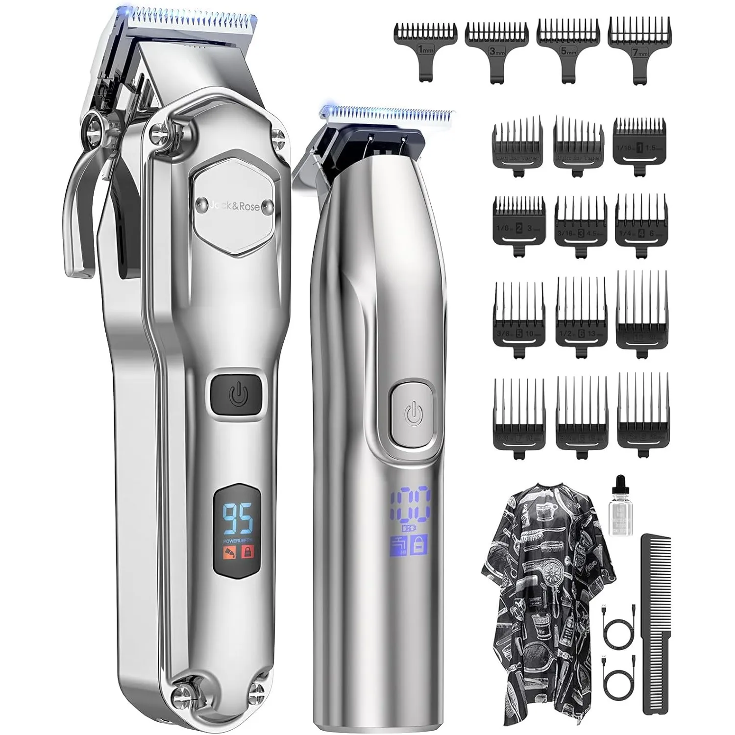 Jack&Rose Haarschneidemaschine und barttrimmer Set mit Kabellos für Männer