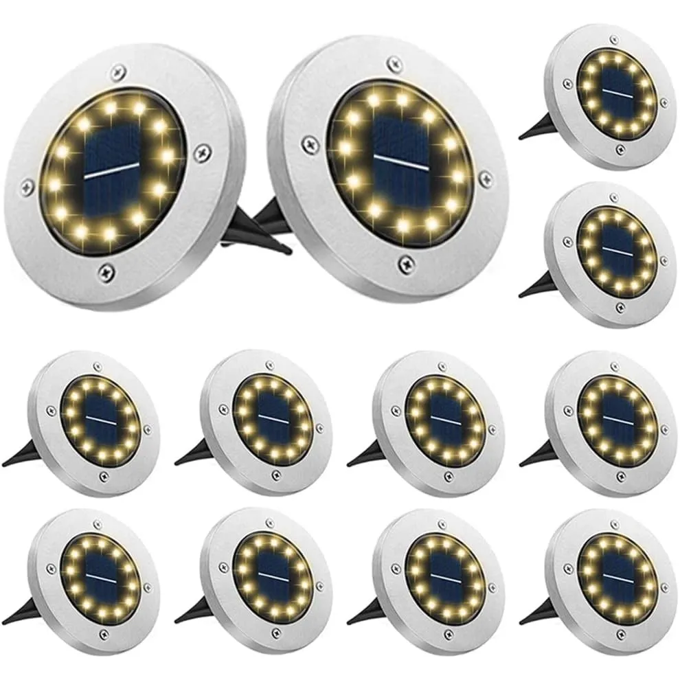 Bowfar 12 Stück Solar Bodenleuchten Aussen, Solarleuchten Garten mit 12 LEDs für Außen, 3000K Warmweiß Wasserdicht Led …