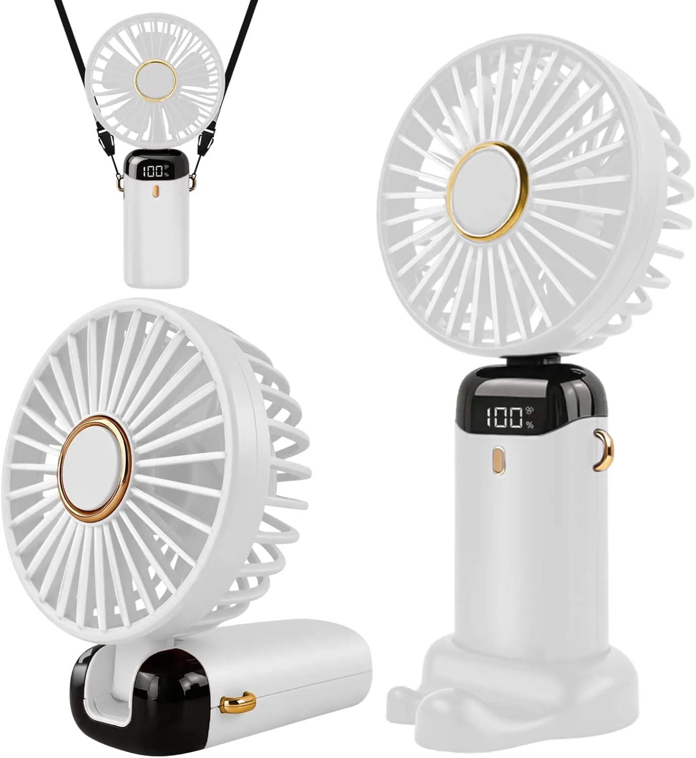 Jsdoin Handheld Fan, Portable Mini Fan, Rechargeable, Small Pocket Fan with 5 Speed Levels, Foldable USB Fan for Office…