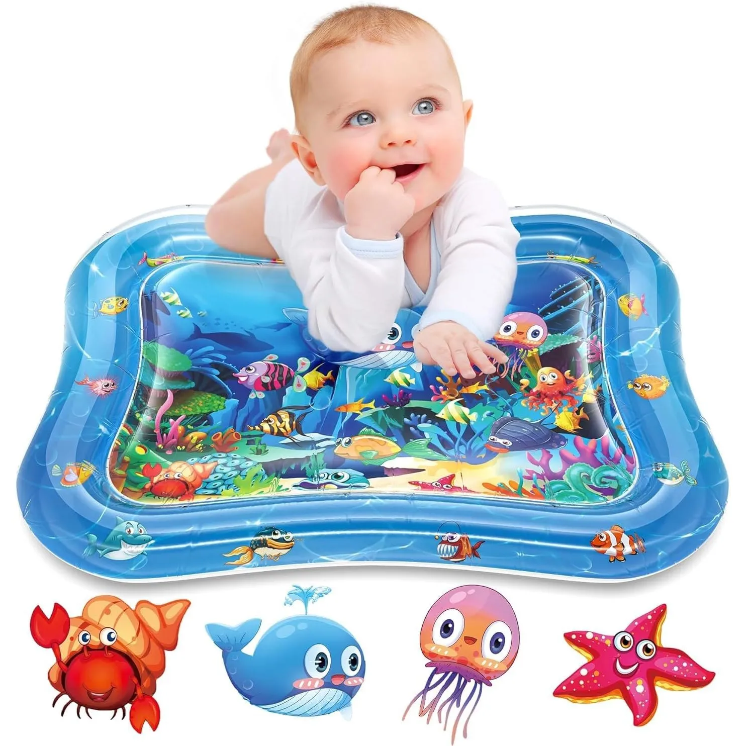 Infinno Wassermatte Baby Wasserspielmatte Spielzeug, Spielmatte Baby für 3 6 9 Monate Blauer Ozean