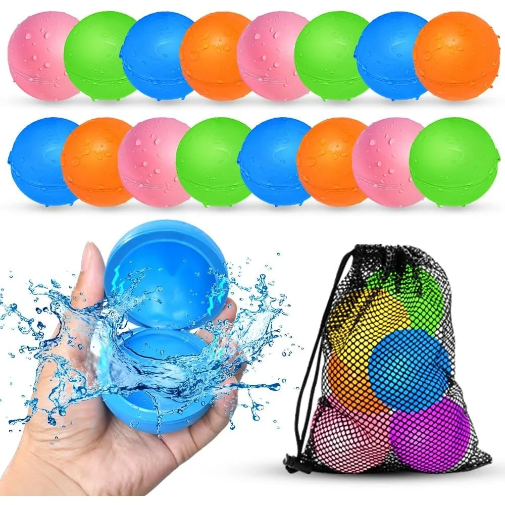 16 Stück Wasserbomben Wiederverwendbar,Silikon Wasserbomben Selbstschließend magnetische Spritzbälle,Sommer Wasserspiel…