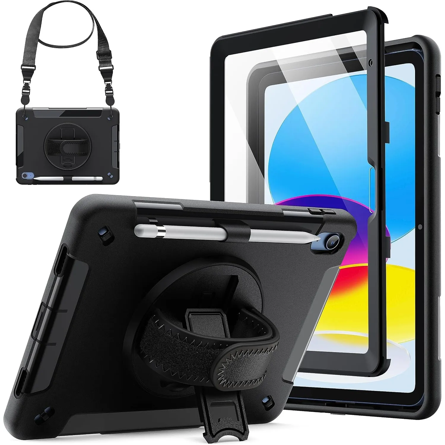 JETech Rugged Hülle für iPad (A16) 11./10. Gen, Schwarz