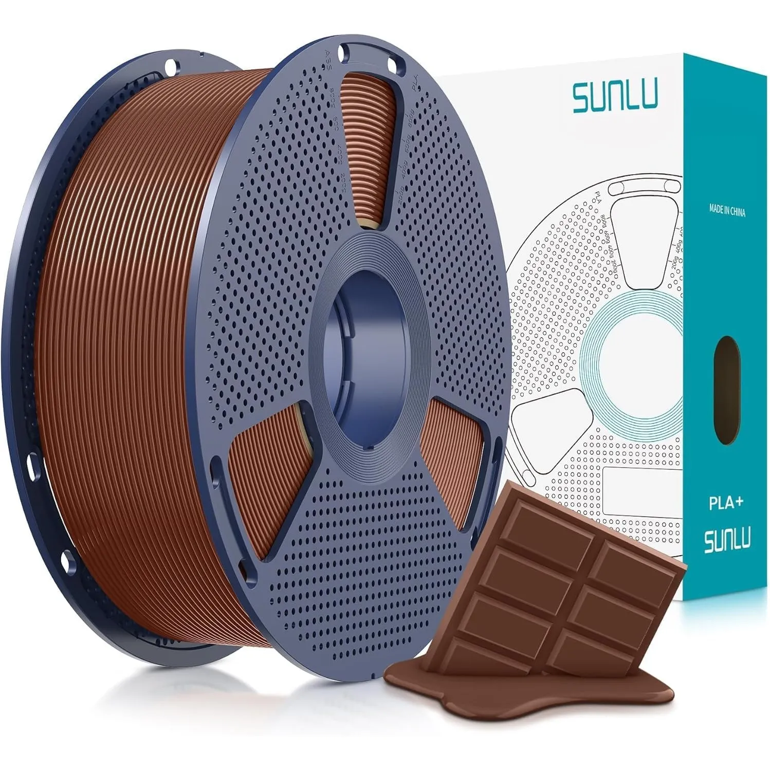 SUNLU PLA+ Filament 1.75mm, 1KG Schokolade