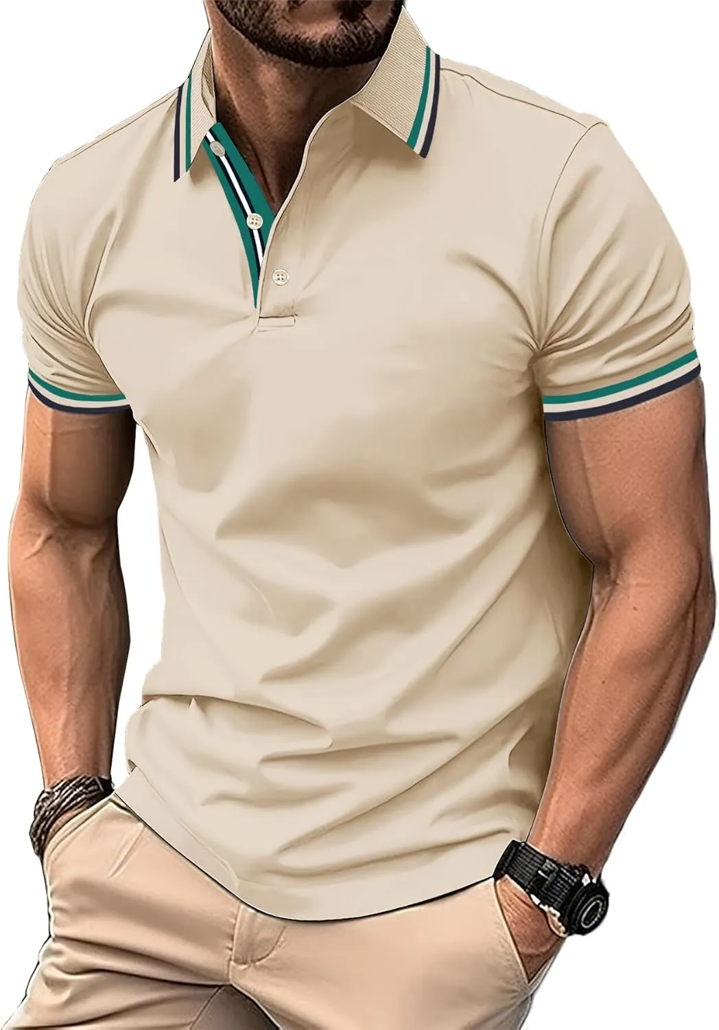 SwissWell Men's Short Sleeve Polo Shirt Breathable T-Shirt Golf Summer Polo Shirts Men Business Work T Shirt Polo Shirt