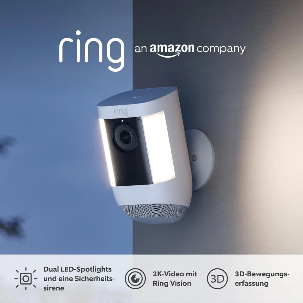 Ring Spotlight Kamera Pro Akku (Spotlight Cam Pro Battery) | 2K-Video mit Ring Vision, 3D-Bewegungserfassung, LED-Spotl…