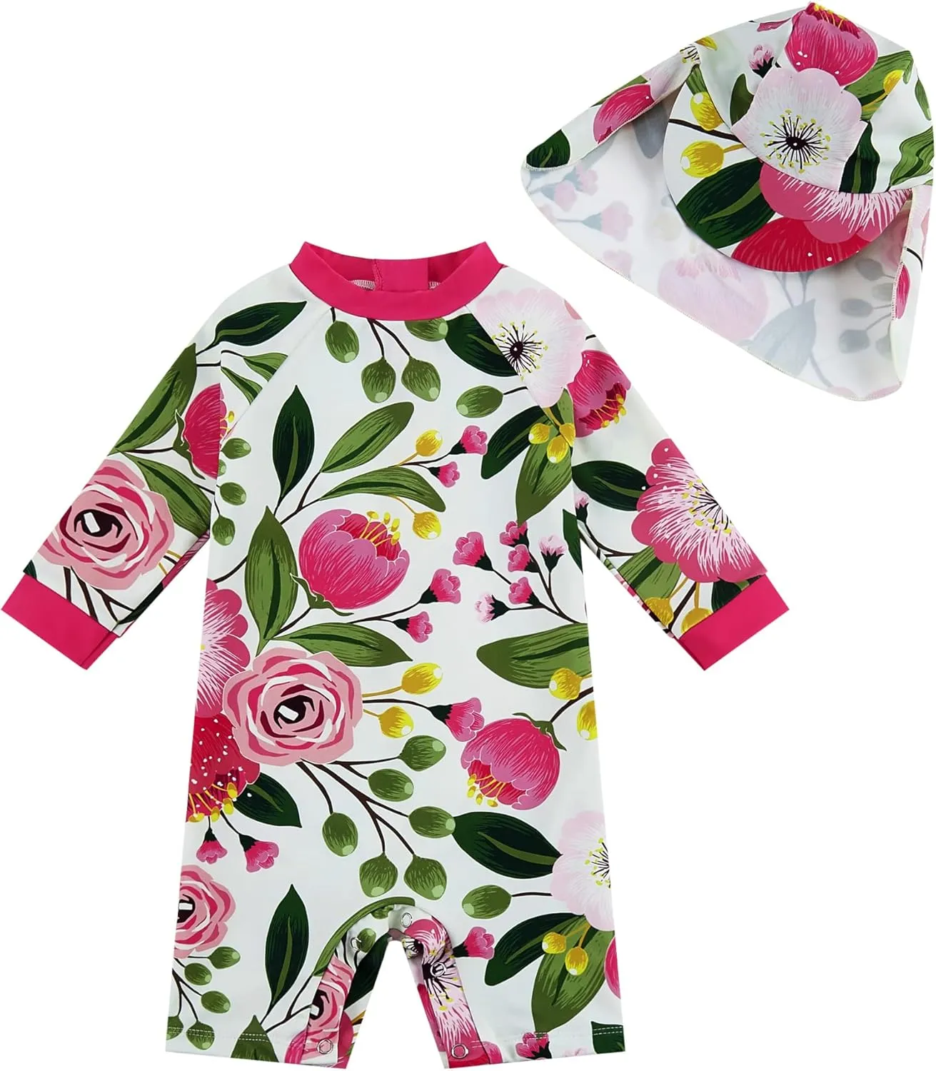 upandfast Baby Swimsuit with Buttons UV Protection Swimwear for Baby Girls