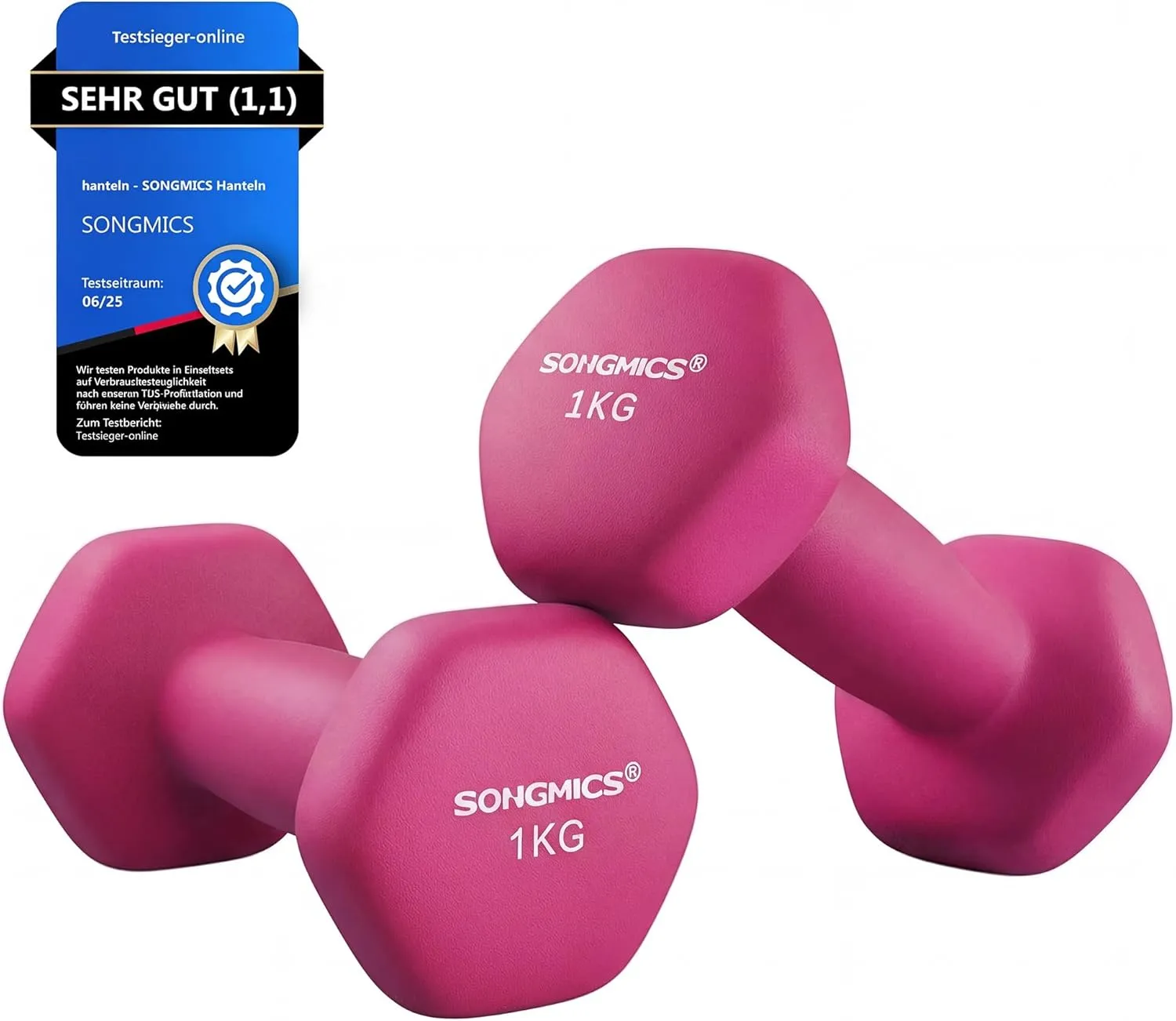 SONGMICS Dumbbells Set of 2 Hexagon Neoprene Coating Strength Training Workout Fitness Training Home