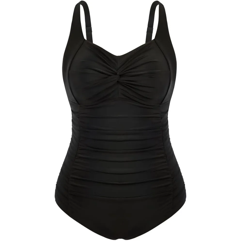 Hanna Nikole Damen Große Größen Einteiliger Badeanzug Bauchweg Bademode Swimsuit V-Ausschnitt Ruched Monokinis