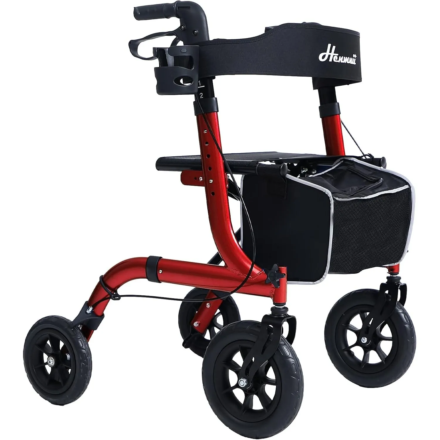Rollator Faltbar mit Sitzpolster, Einkaufstasche & Stockhalter – Höhenverstellbar, Leicht & Schmal für Senioren – Gehwa…