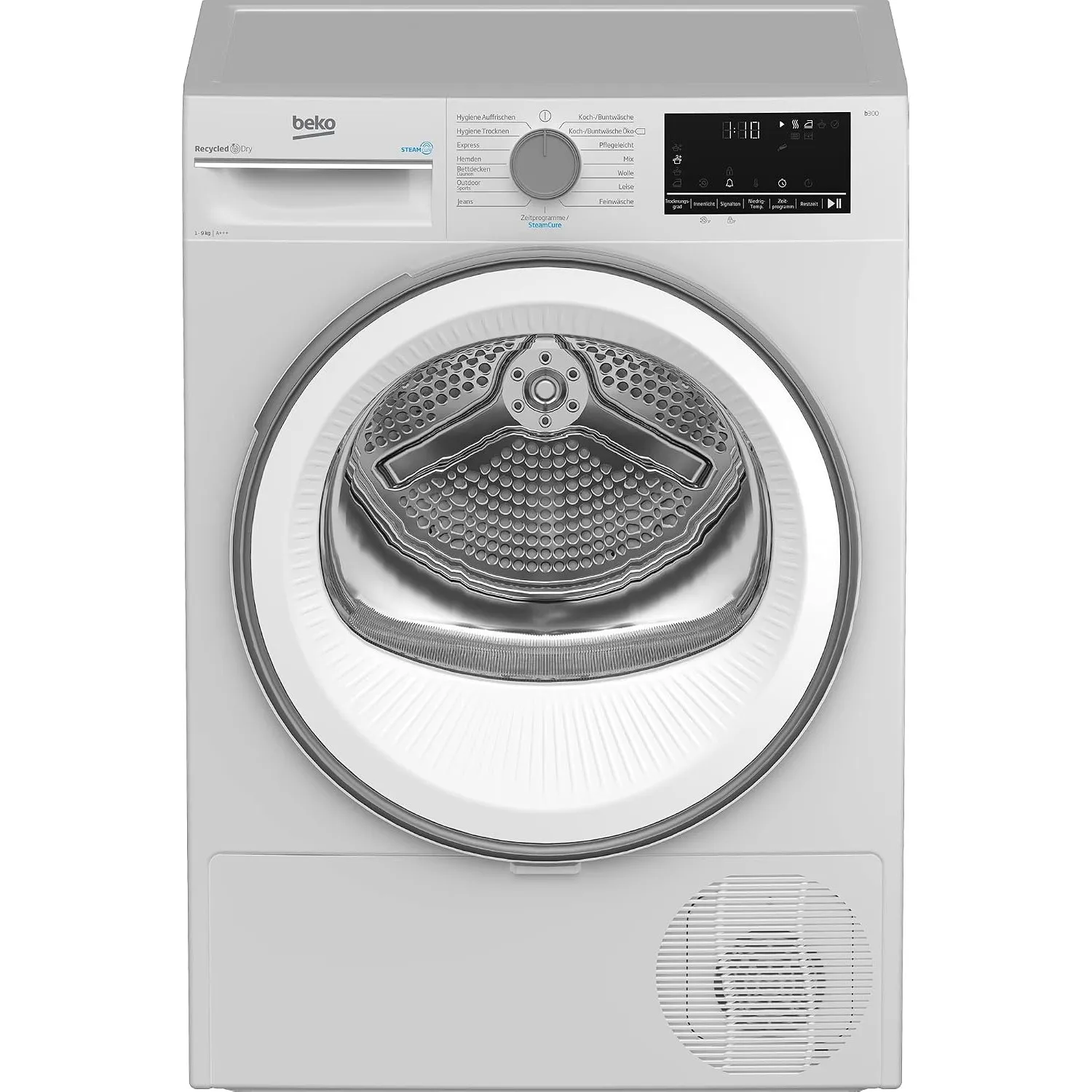 Beko B3T32491 Wäschetrockner, 9 kg, Frontlader Wärmepumpentrockner, 15 Programme, Sensortrocknung, Dampffunktion, Silen…