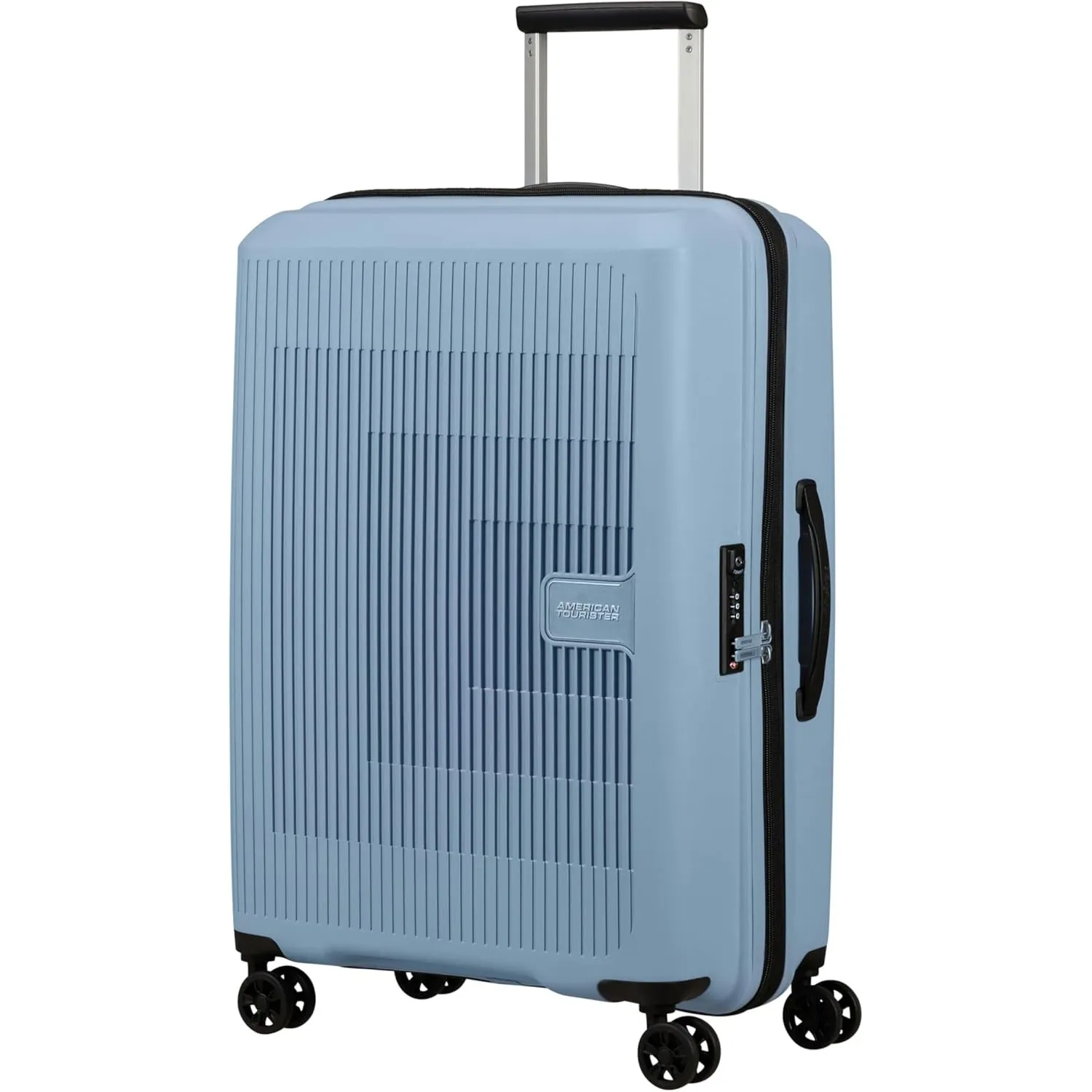 American Tourister Aerostep - Spinner M, Erweiterbarer Koffer, 67 cm, 66.5/72.5 L, Grau (Soho Grey)