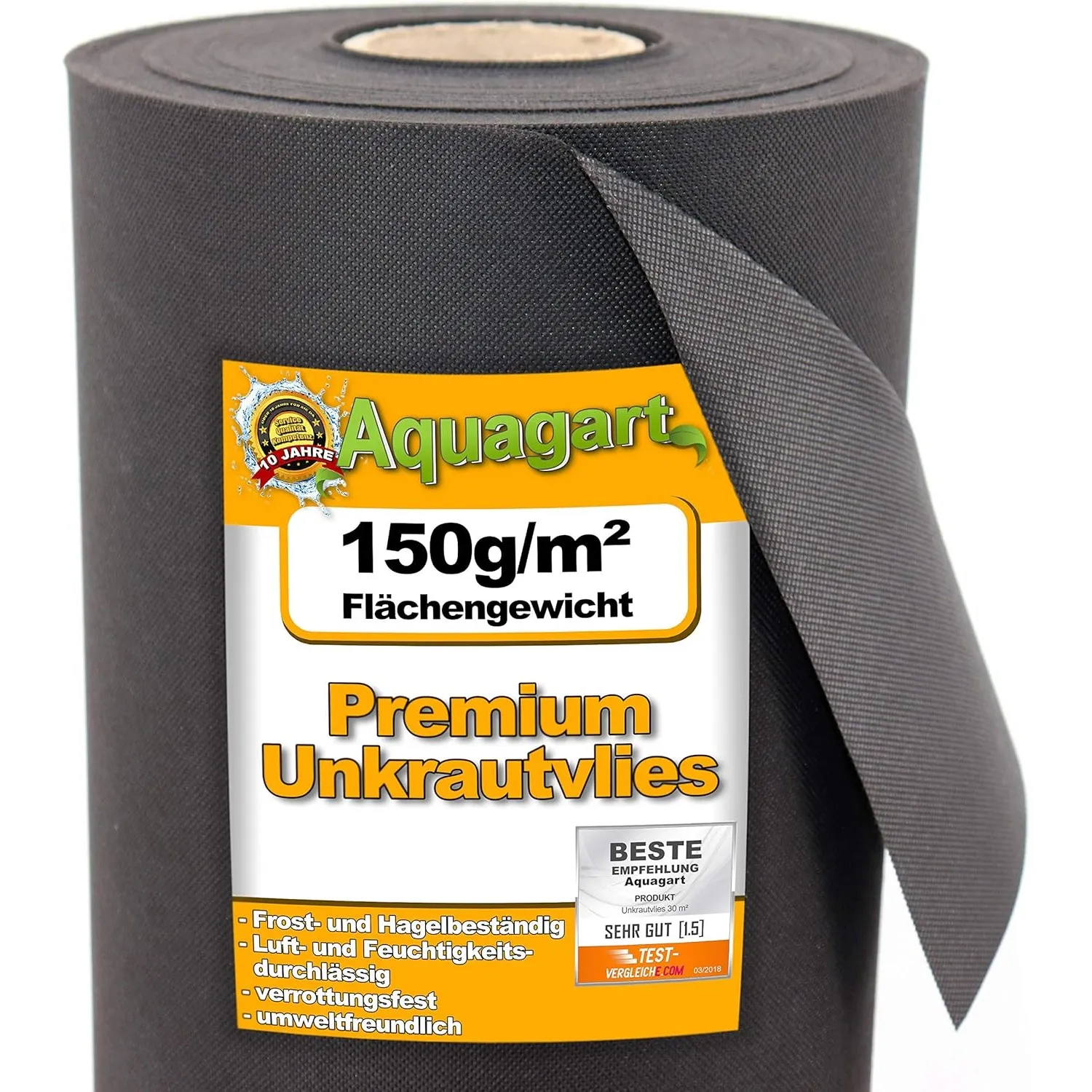 Aquagart Garten Unkrautvlies 150g inkl. 10 Erdanker I umweltfreundliche Unkrautmatte aus Polypropylen, Gartenvlies wass…