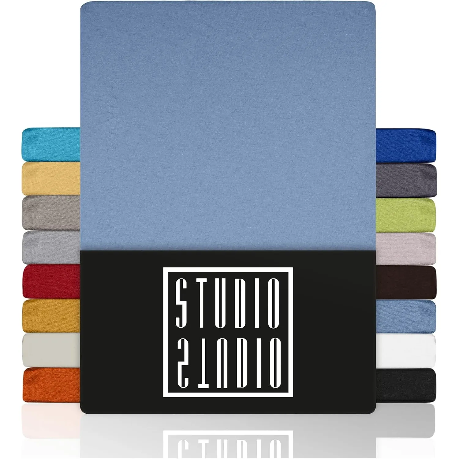 STUDIO Basic Spannbettlaken 180x200cm – Jersey-Spannbetttuch aus 100 % gekämmter Baumwolle – Mittelblau – Öko-Tex Zerti…