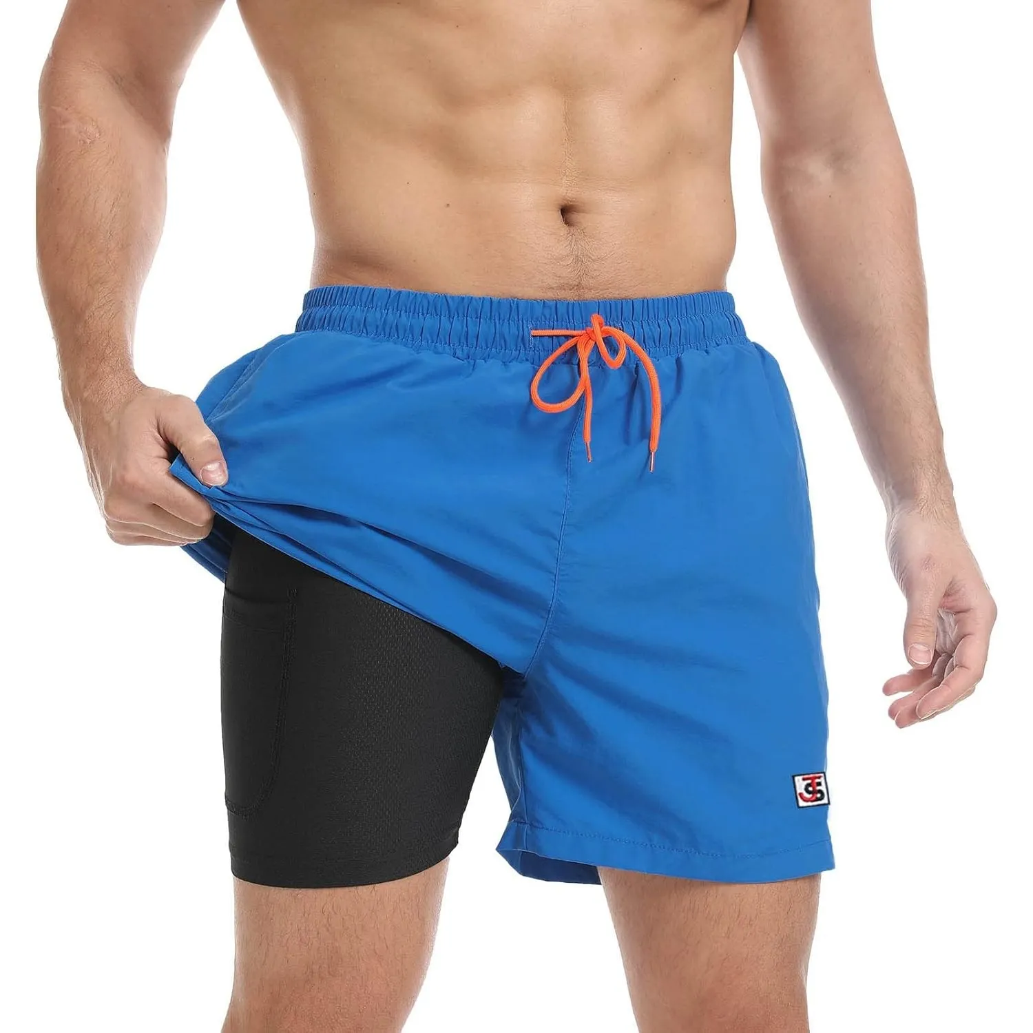 JustSun Badehose Herren Schnelltrocknend Boardshorts mit Mesh-Futter und Verstellbarem Tunnelzug