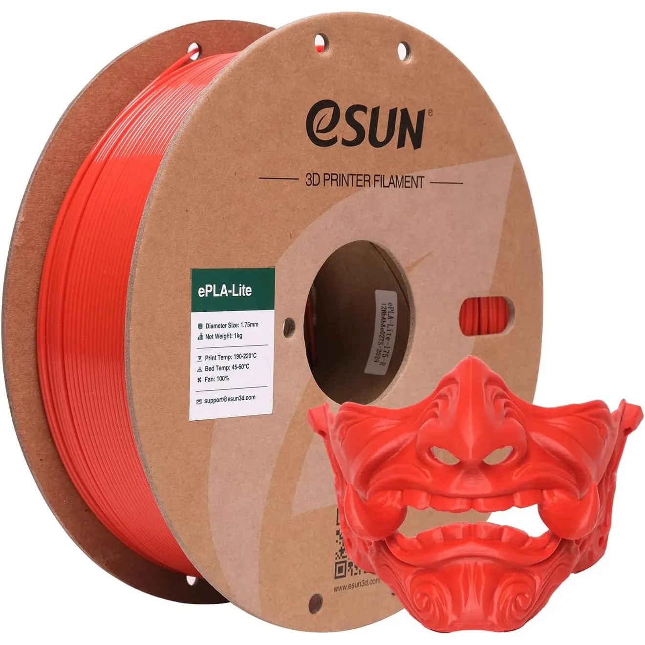 eSUN PLA Filament 1.75mm, Rot,1KG | Modifiziertes 3D Drucker Filament PLA, Maßgenauigkeit +/- 0.03mm, 1KG Spule (2.2 LB…