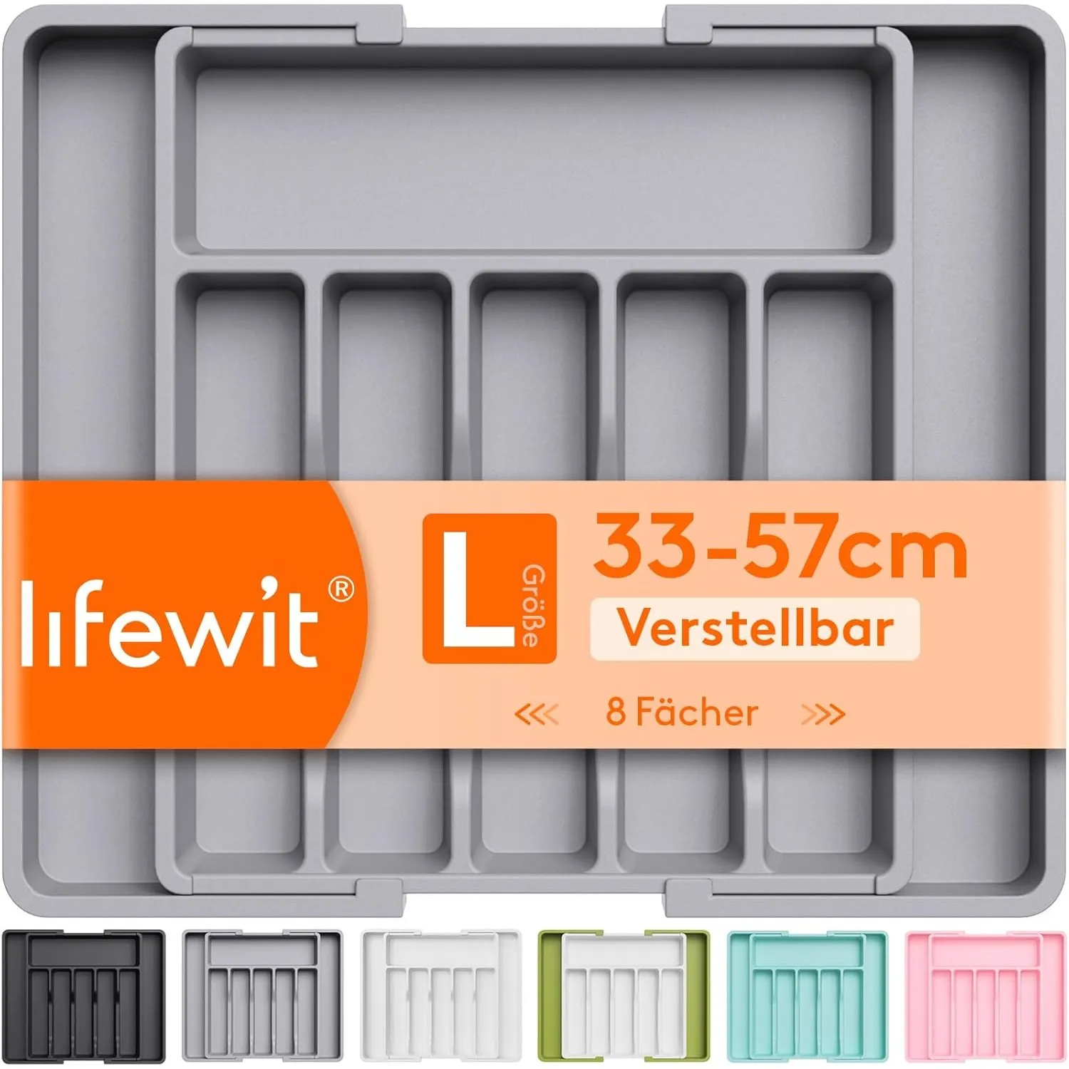 Lifewit Besteckkasten für Schubladen, 6-8 Fächer verstellbarer Organizer