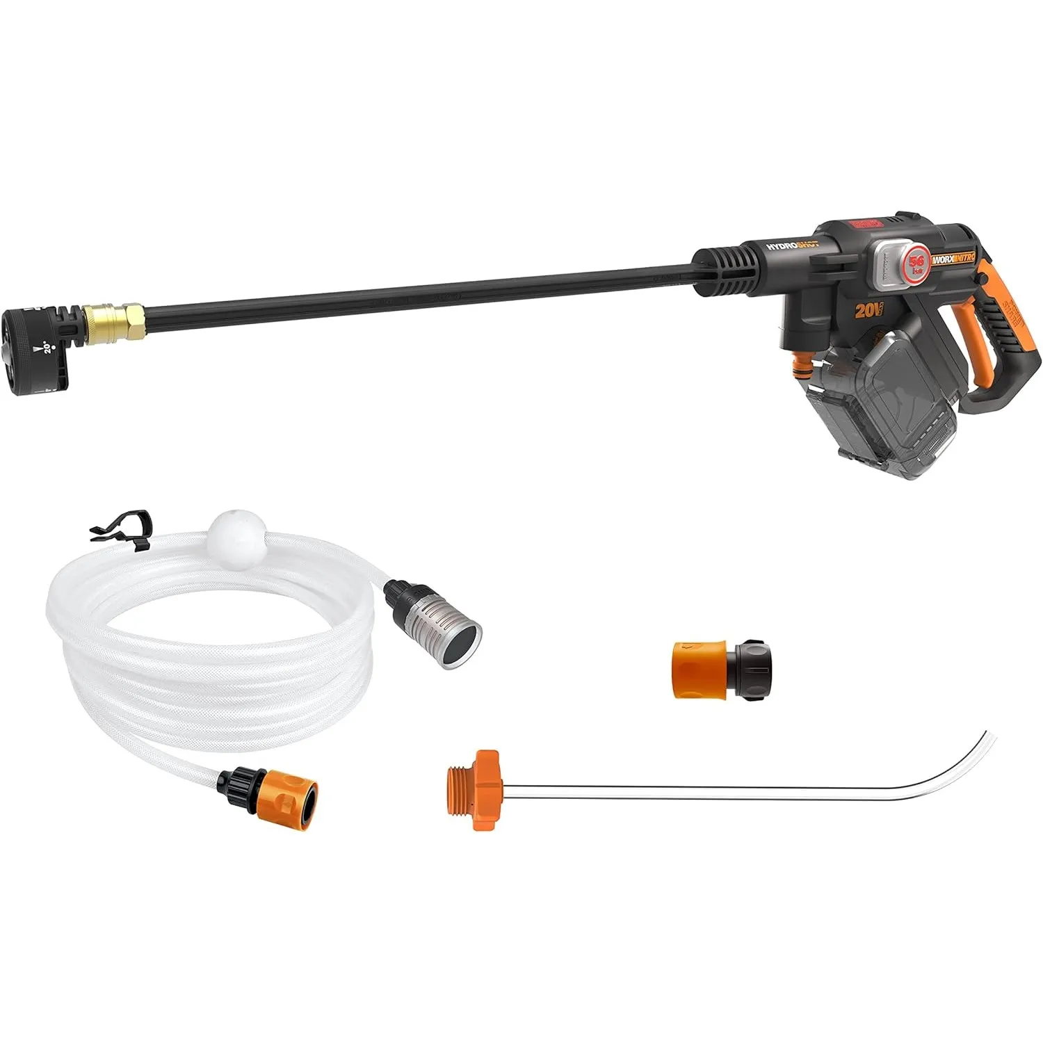 WORX WG633E.9 Hydroshot Akku-Hochdruckreiniger 20V - 56 Bar Max. Druck - zur Reinigung & Bewässerung - leistungsstarker…