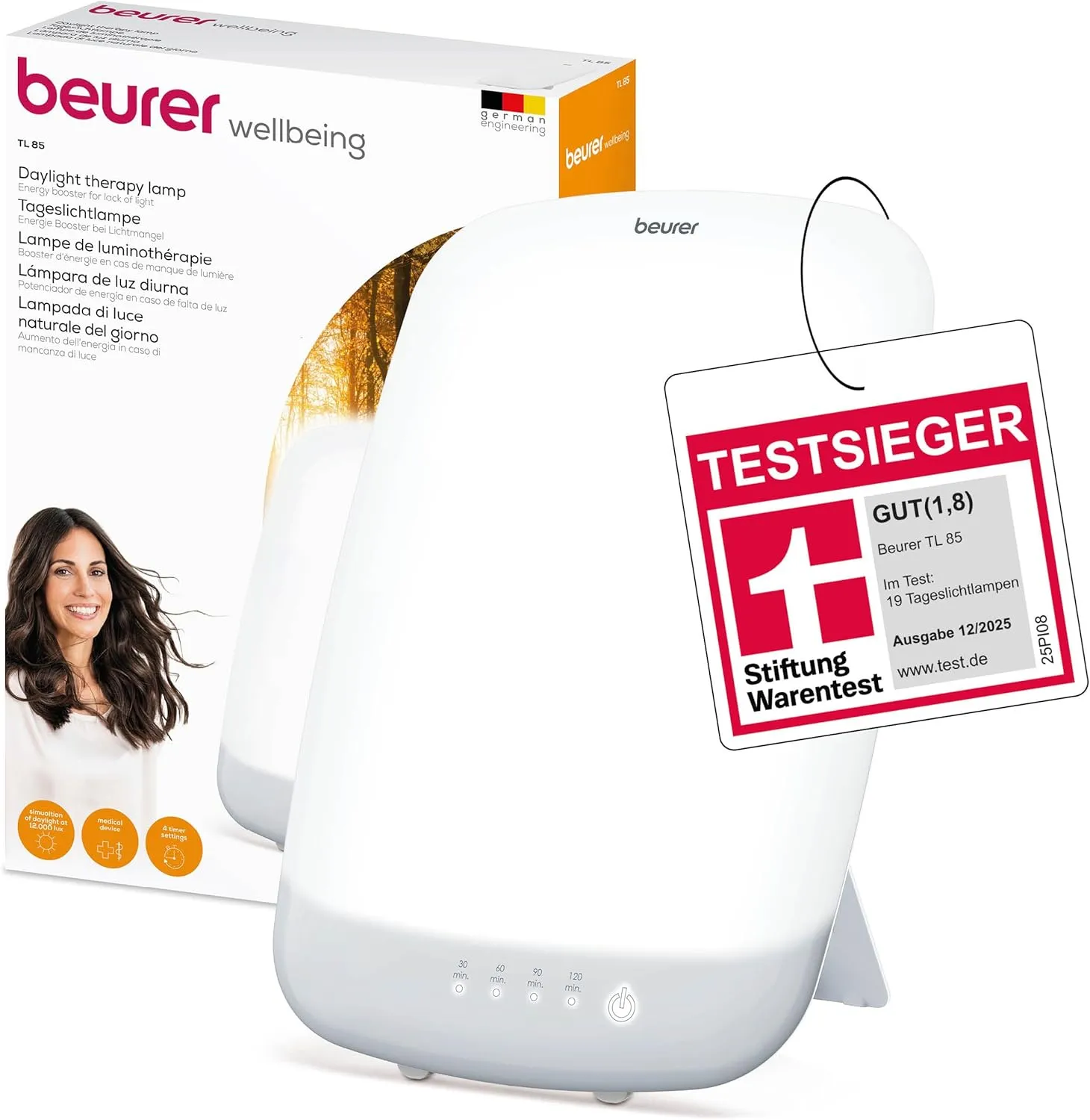 Beurer TL 85 Tageslichtlampe, TESTSIEGER Stiftung Warentest, Simulation von Tageslicht, 14.000 Lux Lichtstärke, Medizin…