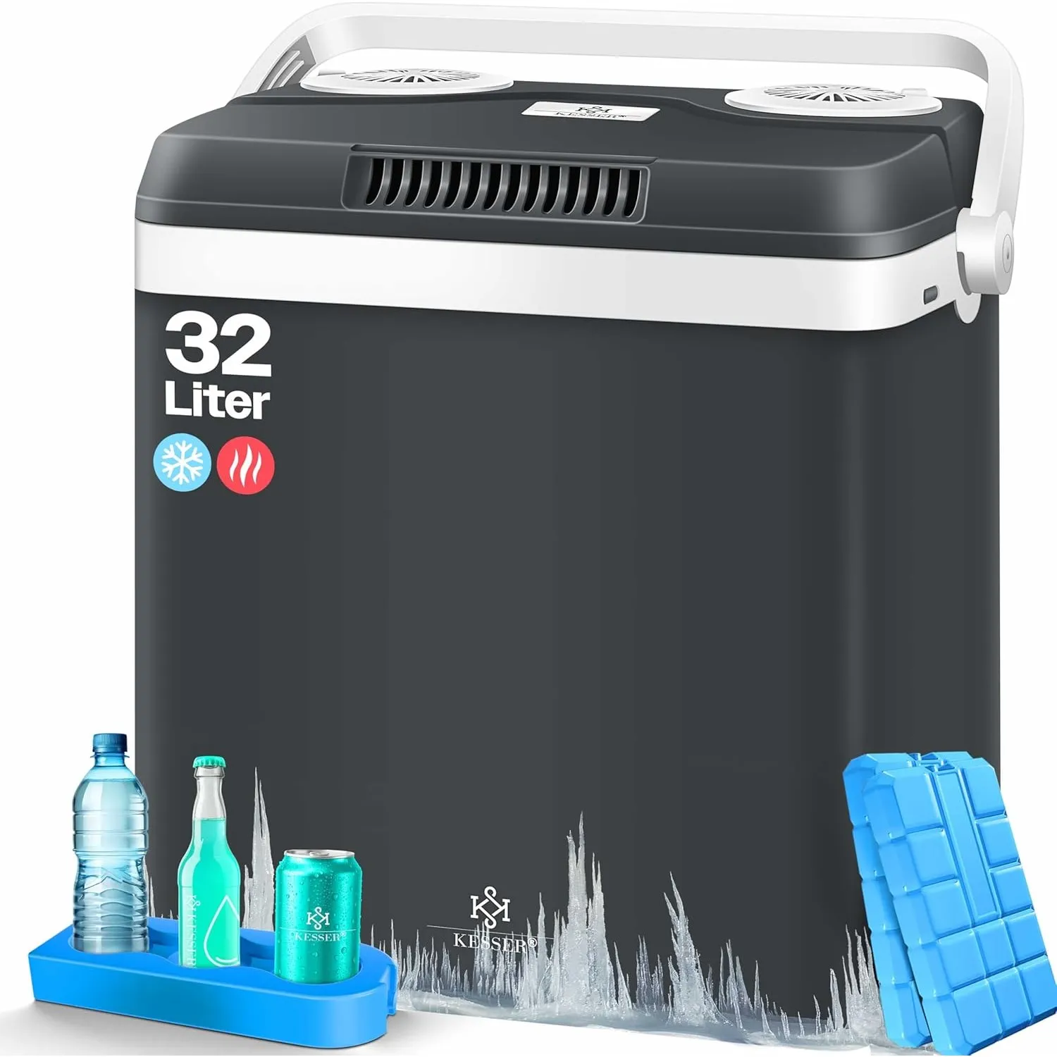 KESSER® Kühlbox Thermobox 32Liter | Thermo-Elektrische Kühlbox | KÜHLT und WÄRMT | 12 & 230V | Thermobox für Auto, Boot…