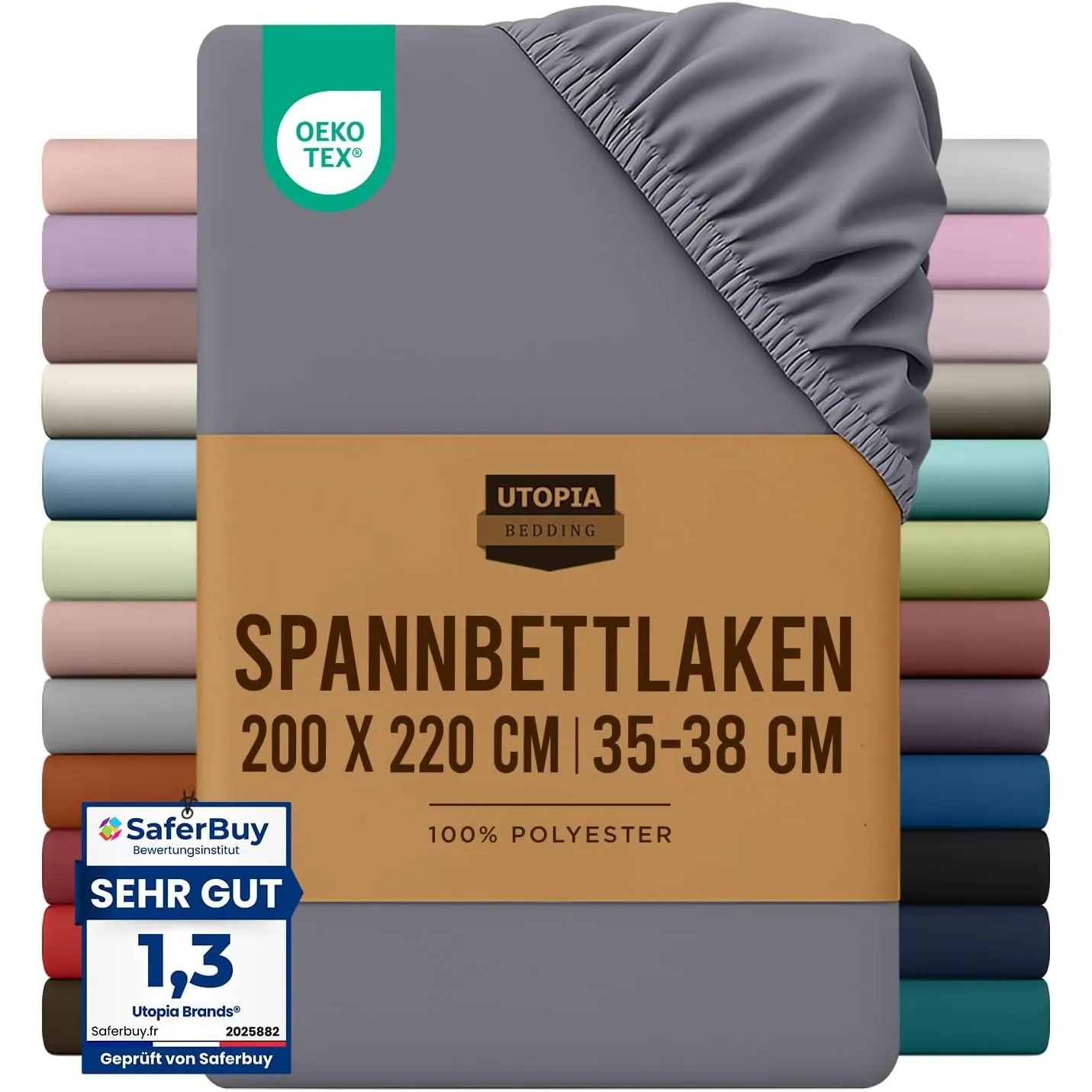 Utopia Bedding - Spannbettlaken 200x220cm - Grau