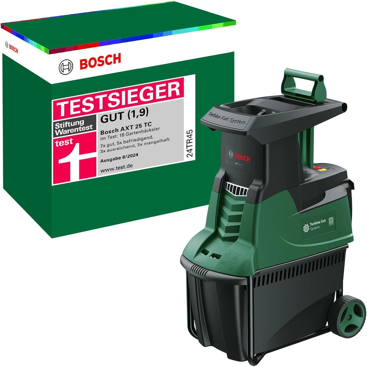 Bosch Turbinenhäcksler AXT 25 TC (2.500 W; geeignet für Holz und harte Gartenabfälle; integrierte Fangbox 53 l; in Kart…