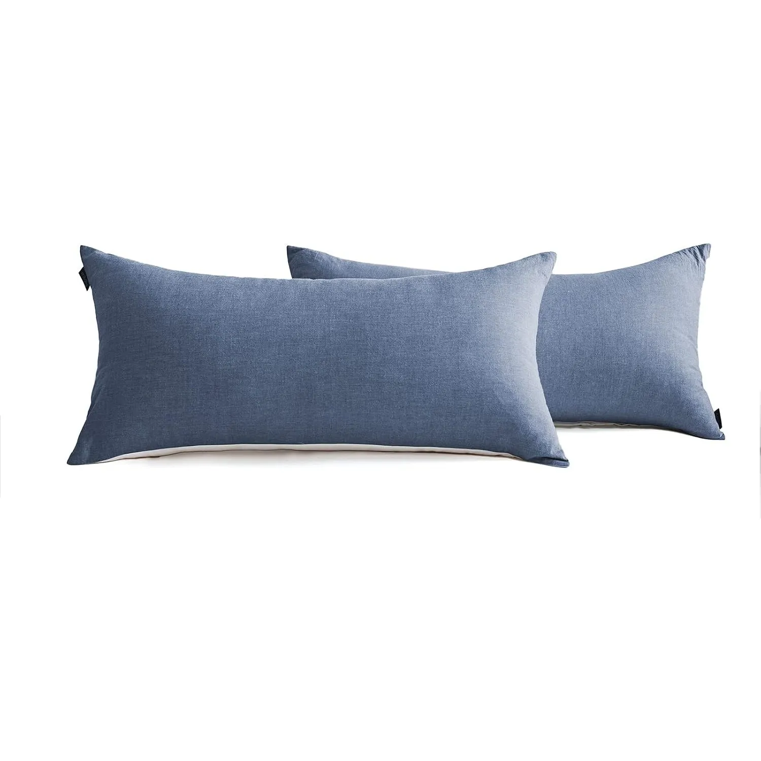 SOULFUL Kissenbezug 40x80 Baumwolle Denim Blue, Kissenbezüge 2 Teilig mit Reißverschluss, Ähnliche Textur wie Stone Was…