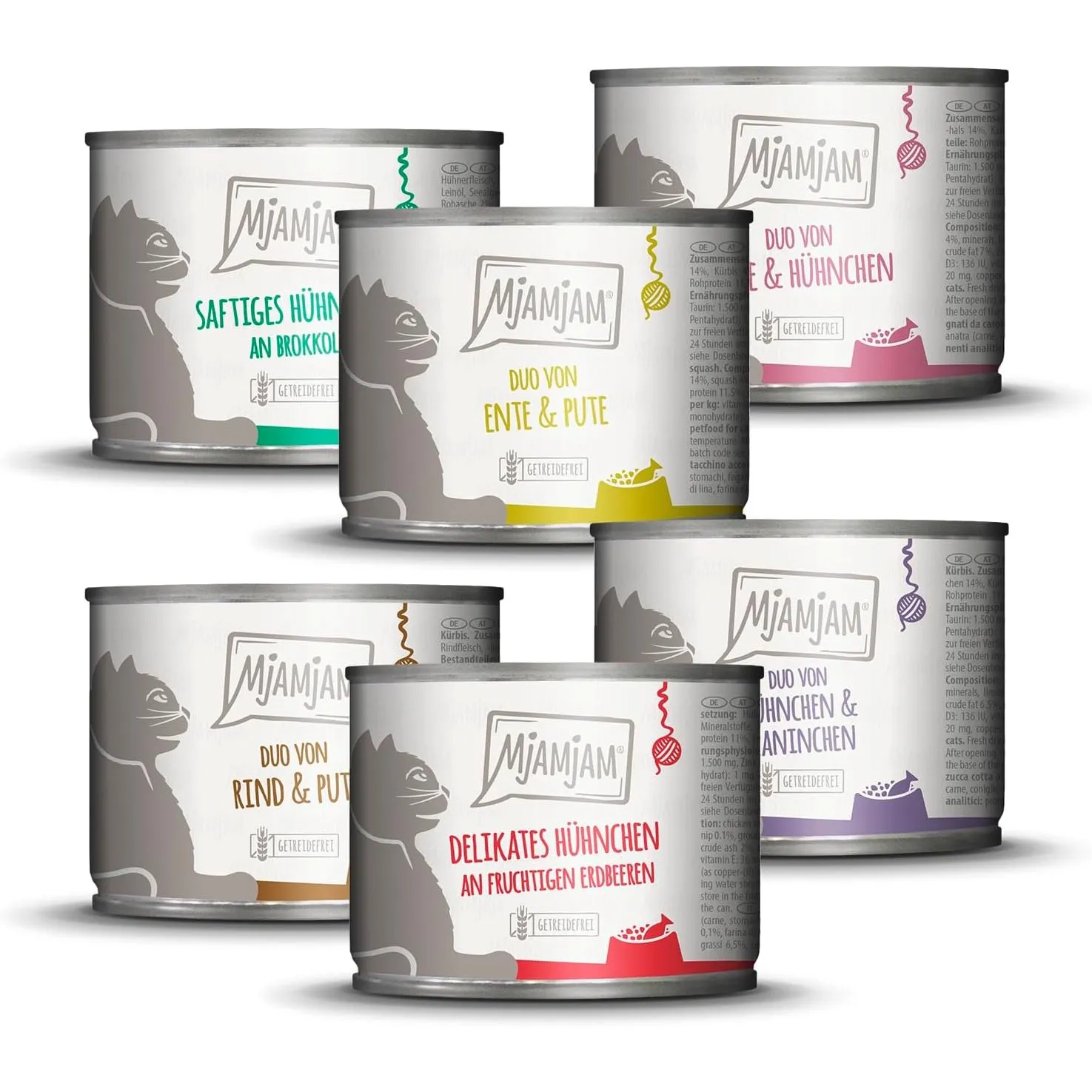 MjAMjAM - Premium Nassfutter für Katzen - Mixpaket 6 für deine Katze, 6er Pack (6 x 200 g), getreidefrei mit extra viel…