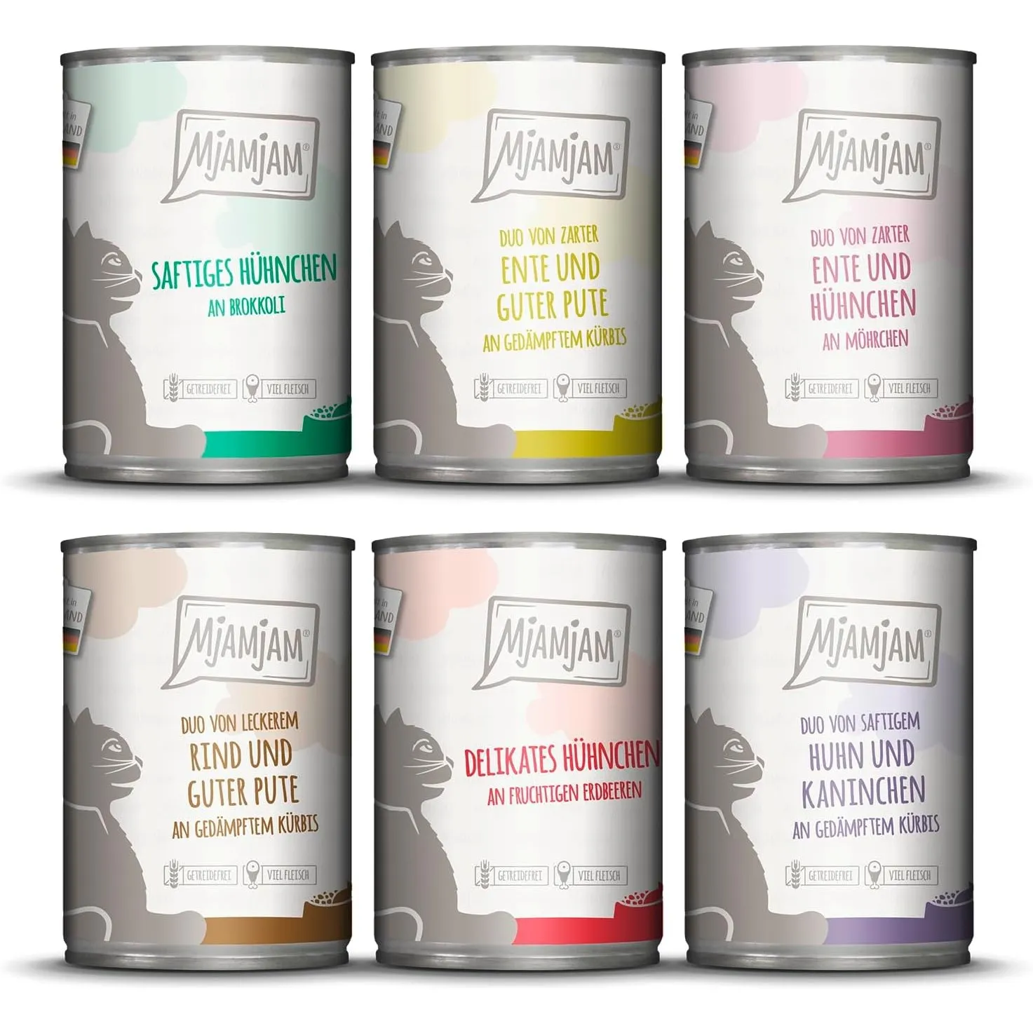 MjAMjAM - Premium Nassfutter für Katzen - Mixpaket 6 für deine Katze, 6er Pack (6 x 400 g), getreidefrei mit extra viel…
