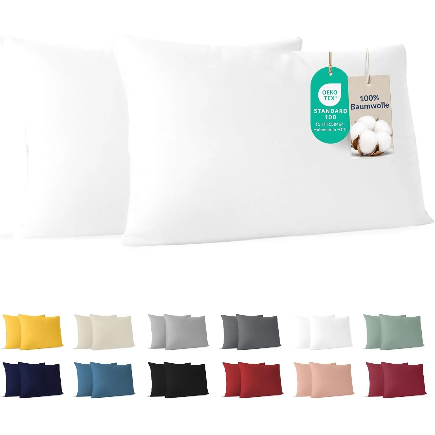 Dreamzie - Kissenbezug 40x70cm - 2er Set - 100% Baumwolle - Weiß