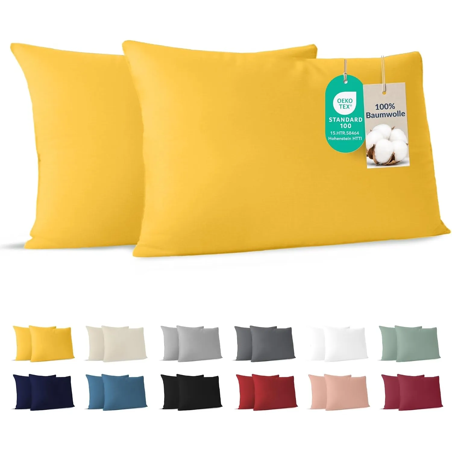 Dreamzie - Kissenbezug 30x50cm - 2er Set - 100% Baumwolle - Gelb