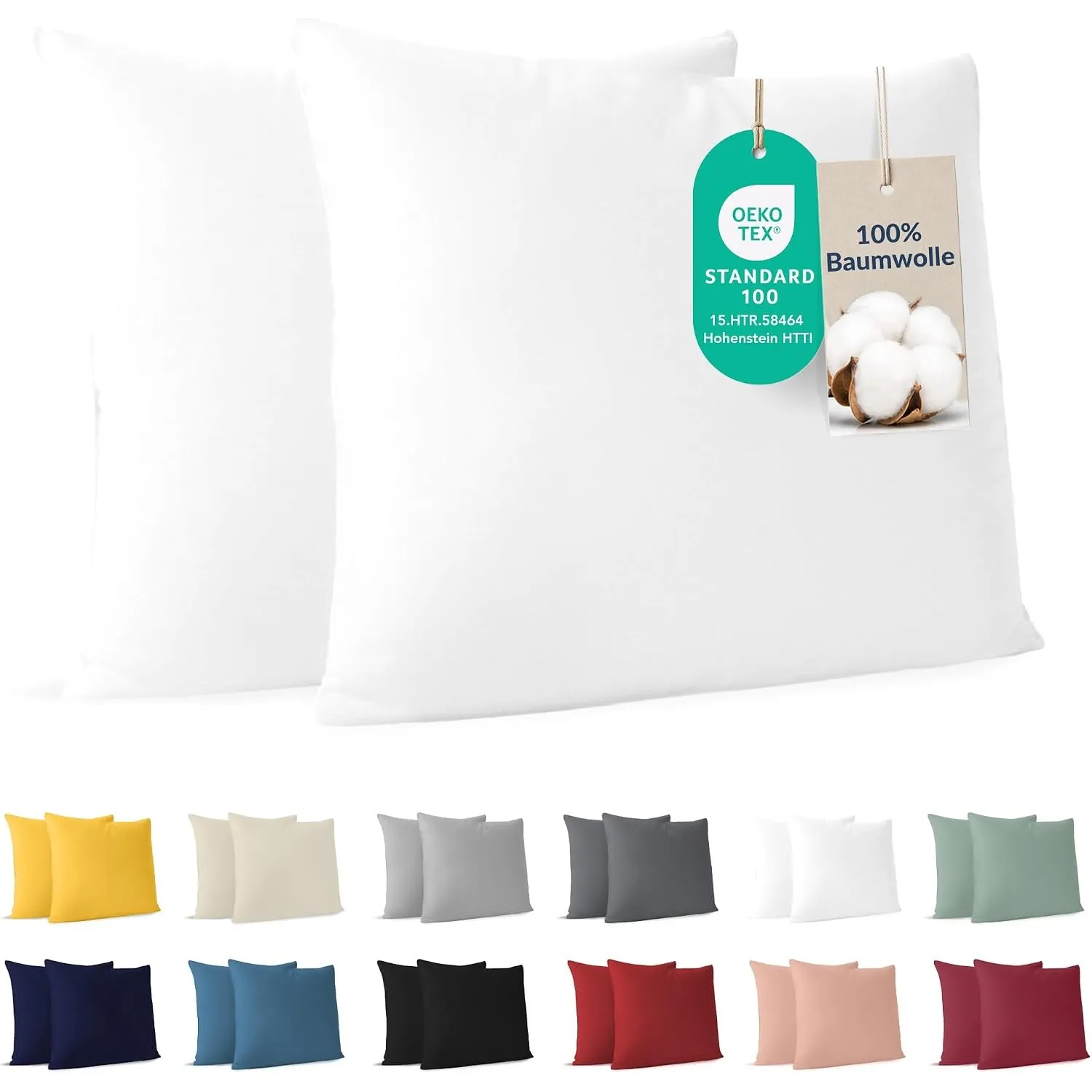 Dreamzie - Kissenbezug 30x30cm - 2er Set - 100% Baumwolle - Weiß