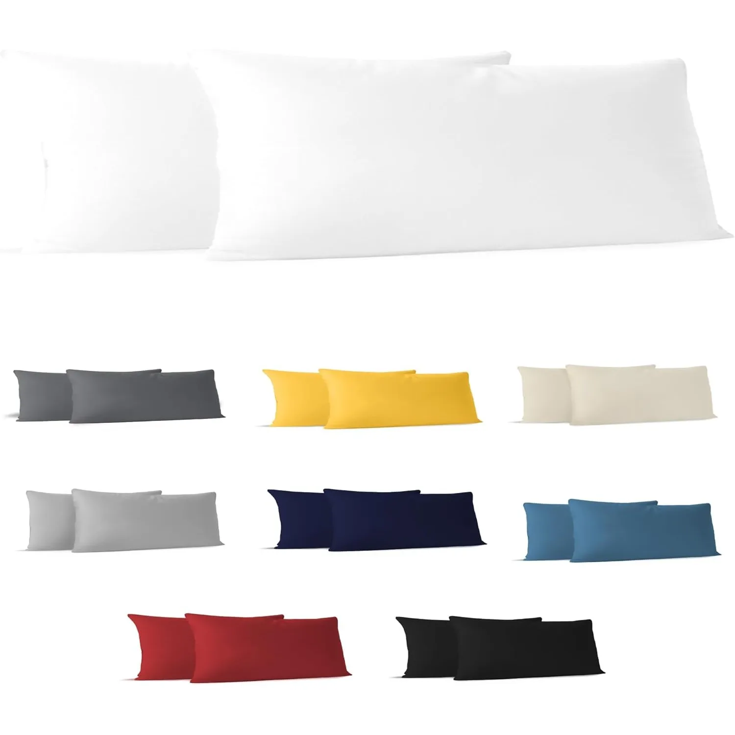 Dreamzie Kissenbezug 40x145 Weiß (2er Set), 100% Baumwolle, Oeko-TEX