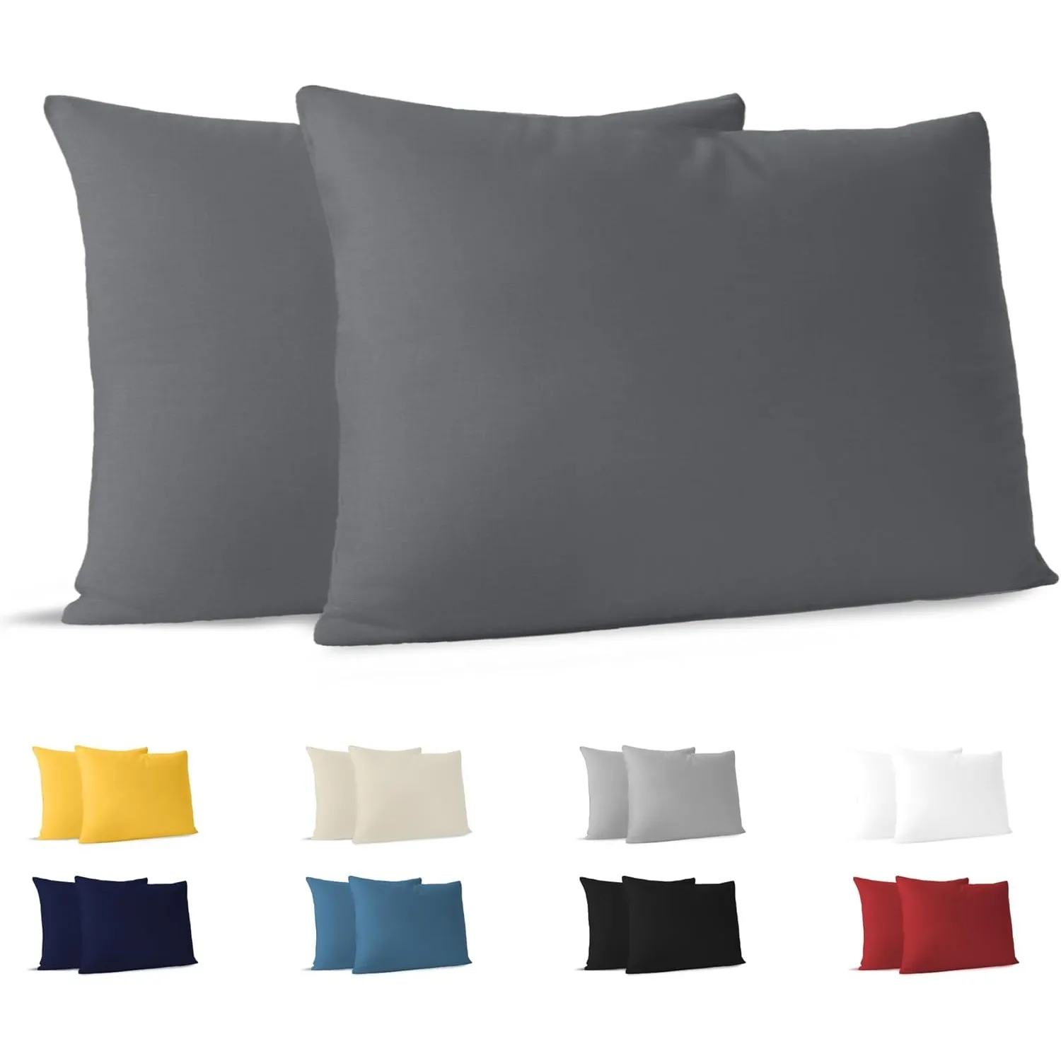 Dreamzie - Kissenbezug 30x50 cm - 2er Set - 100% Baumwolle - Anthrazit | Oeko-Tex zertifiziert · mit Reißverschluss · K…