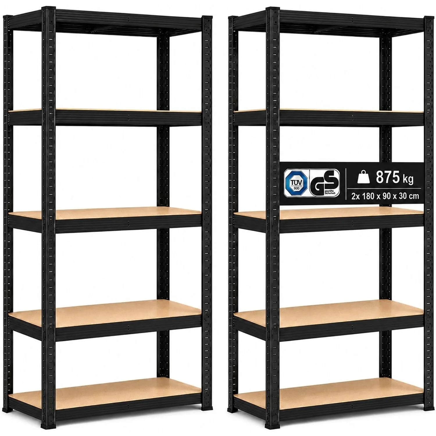 Arebos Schwerlastregal 2er Set | 180x90x30 | 875 kg Tragkraft | Anthrazit