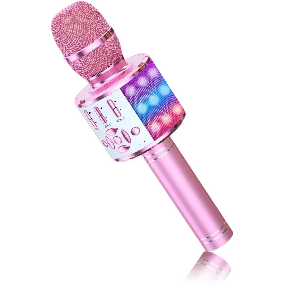 BONAOK Magic Sing Karaoke Mikrofon Bluetooth Karaoke Kinder 4 in 1 Mikrofon Sing Mikrofon, kabelloses Bluetooth Karaoke…