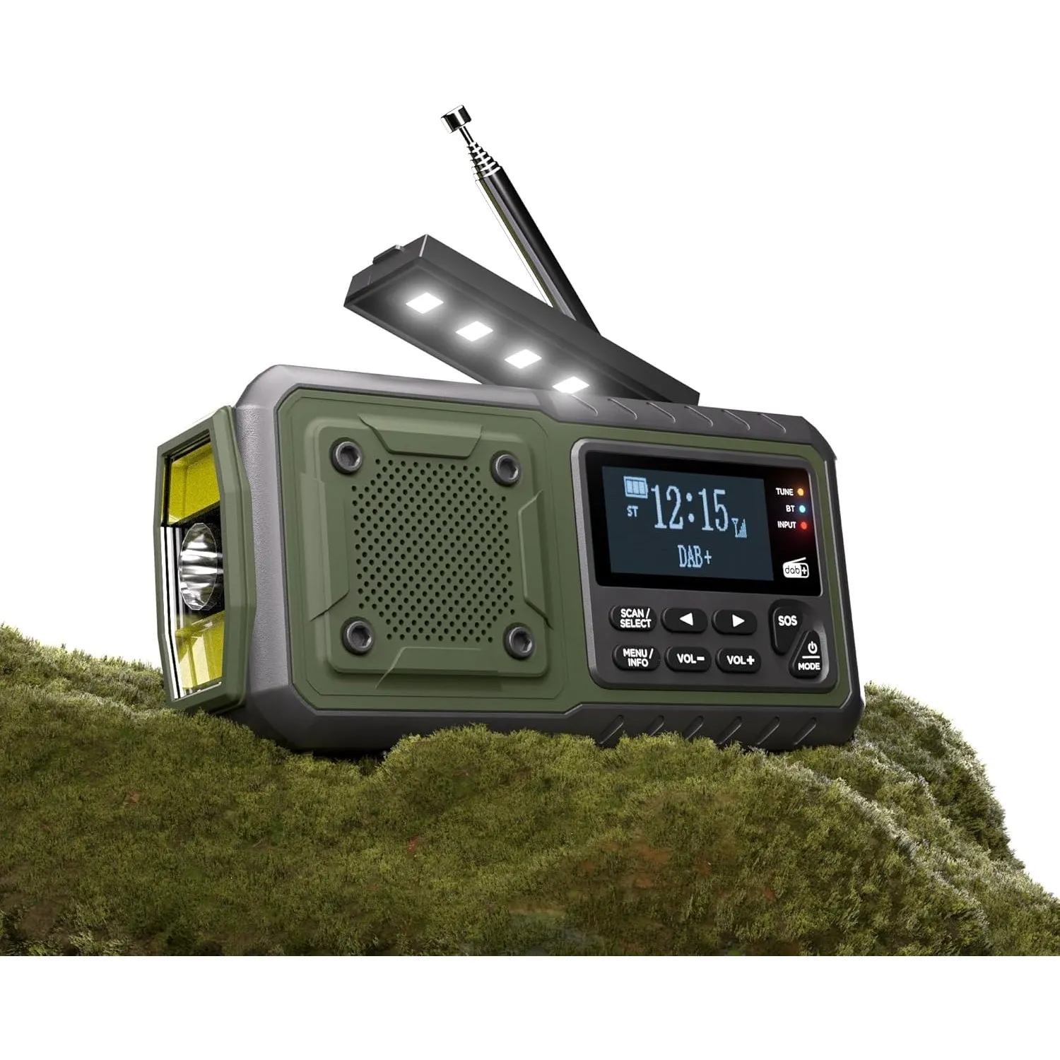 Acta Berg Kurbelradio DAB+/UKW, Notfallradio, 5.000 mAh Akku (Armee Grün)