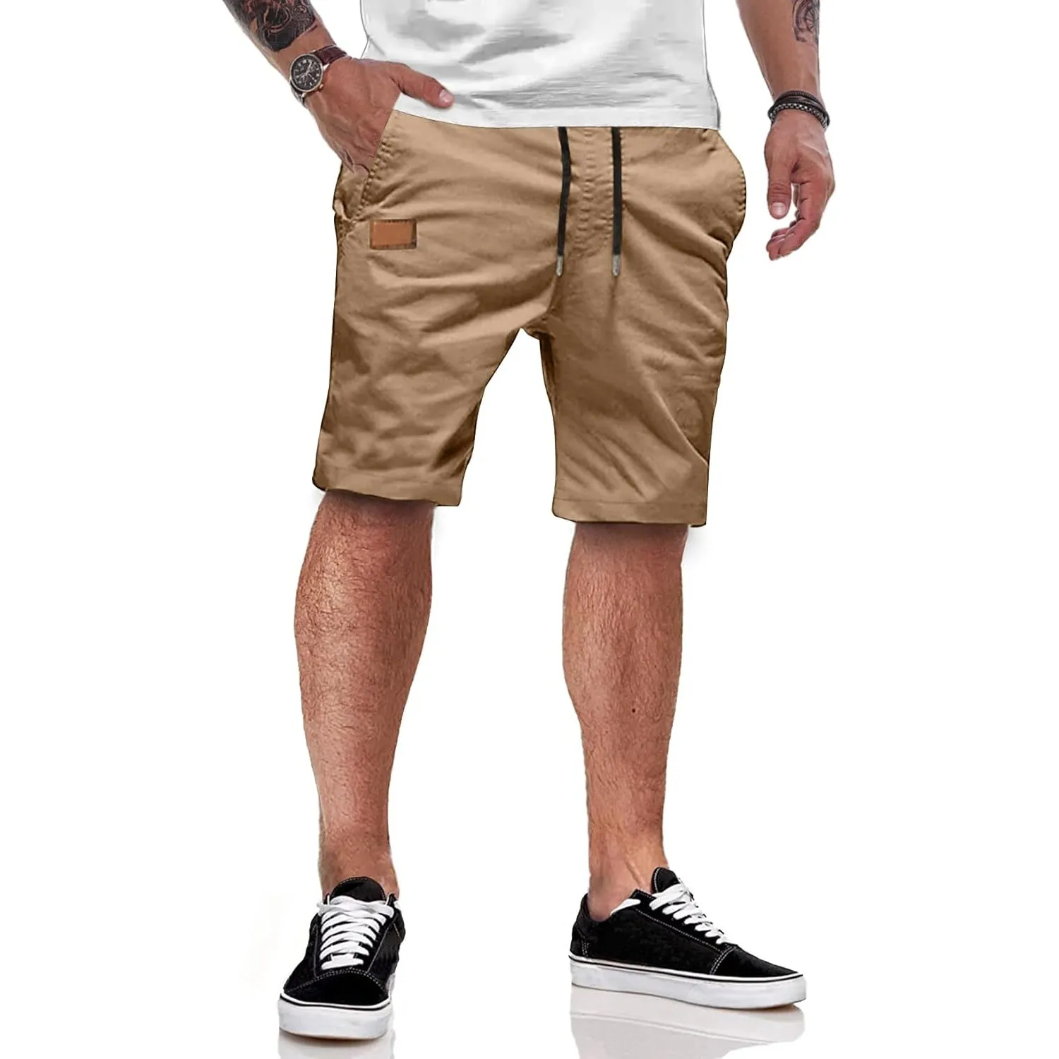 JMIERR Kurze Hosen Herren Sommer Shorts Herren Chino Baumwolle Elastische Taille mit Taschen S-3XL