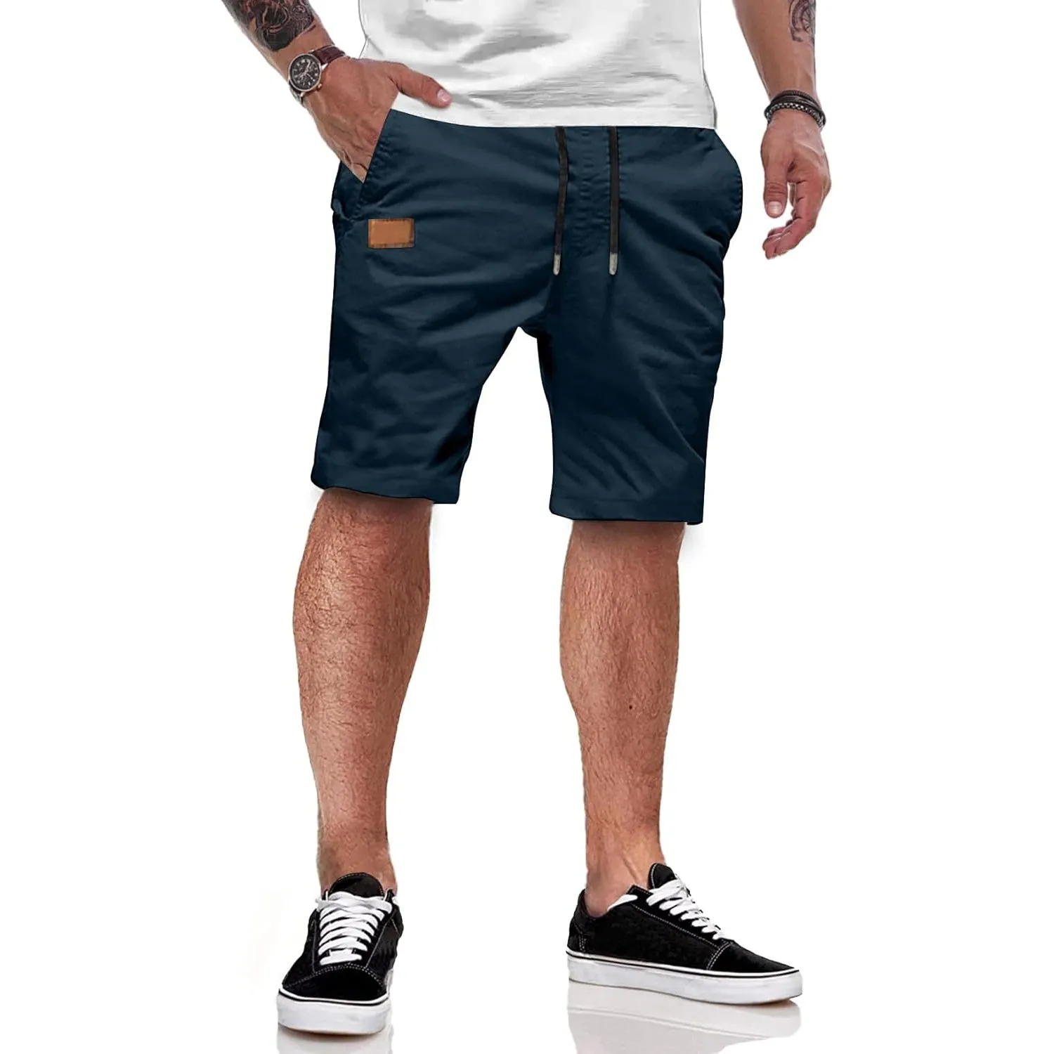 JMIERR Kurze Hosen Herren Sommer Shorts Herren Chino Baumwolle Elastische Taille mit Taschen S-3XL