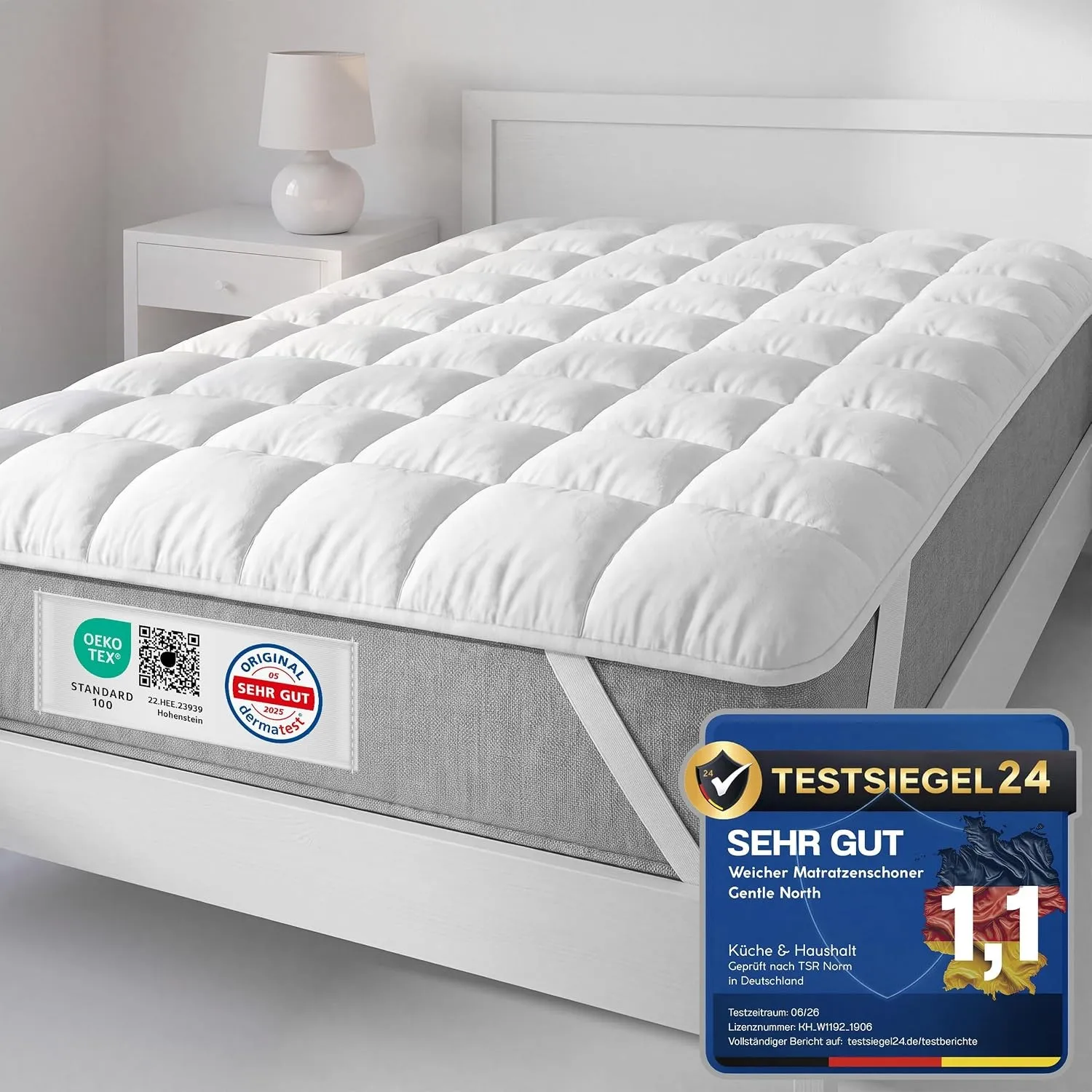 Besonders weicher Matratzenschoner 100x200cm - Matratzenauflage für Matratzen bis 30cm - Bei 60°C waschbar & Öko-Tex fü…