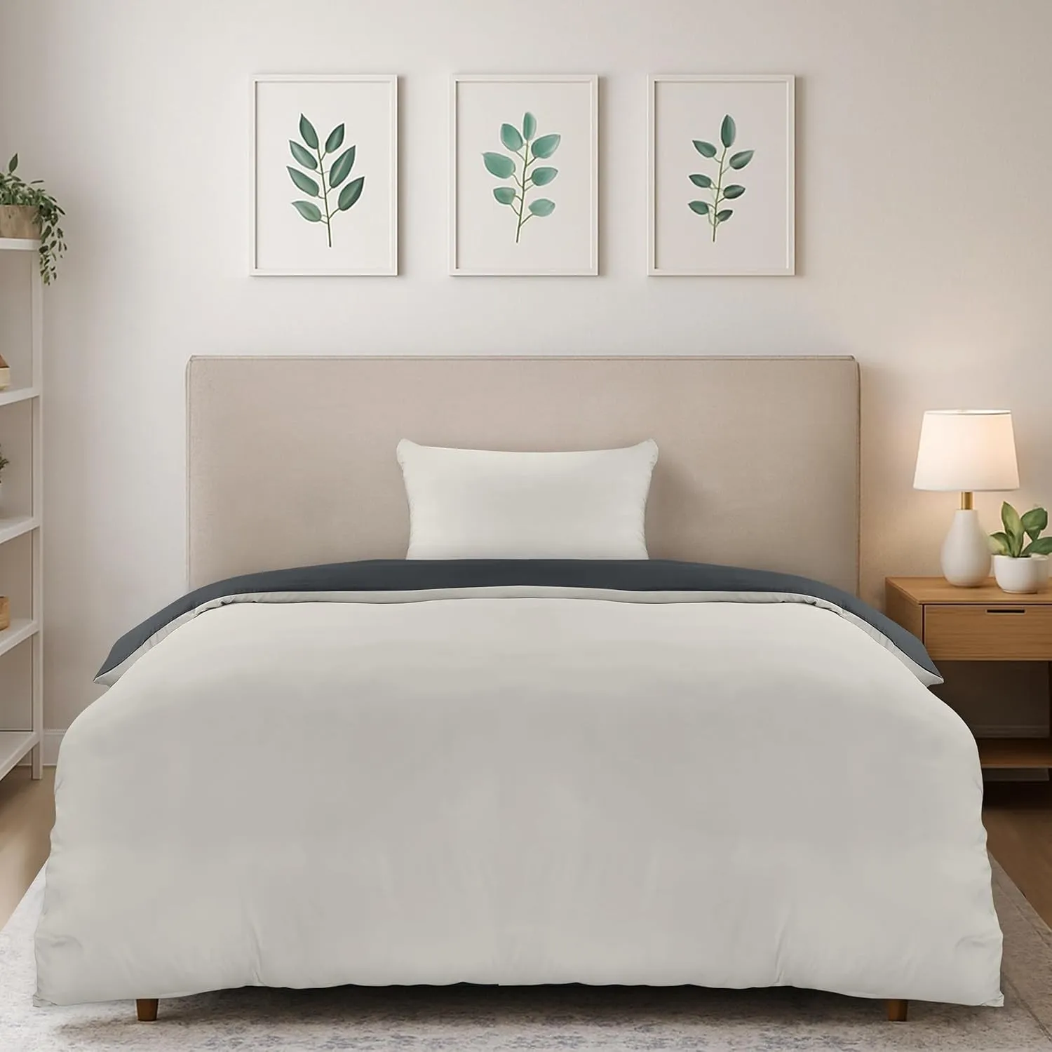 Utopia Bedding Bettwäsche 135x200 Set - Mikrofaser Bettbezug 135x200 cm + 1 Kissenbezug 50x75 cm - Dunkelgrau/Hellgrau